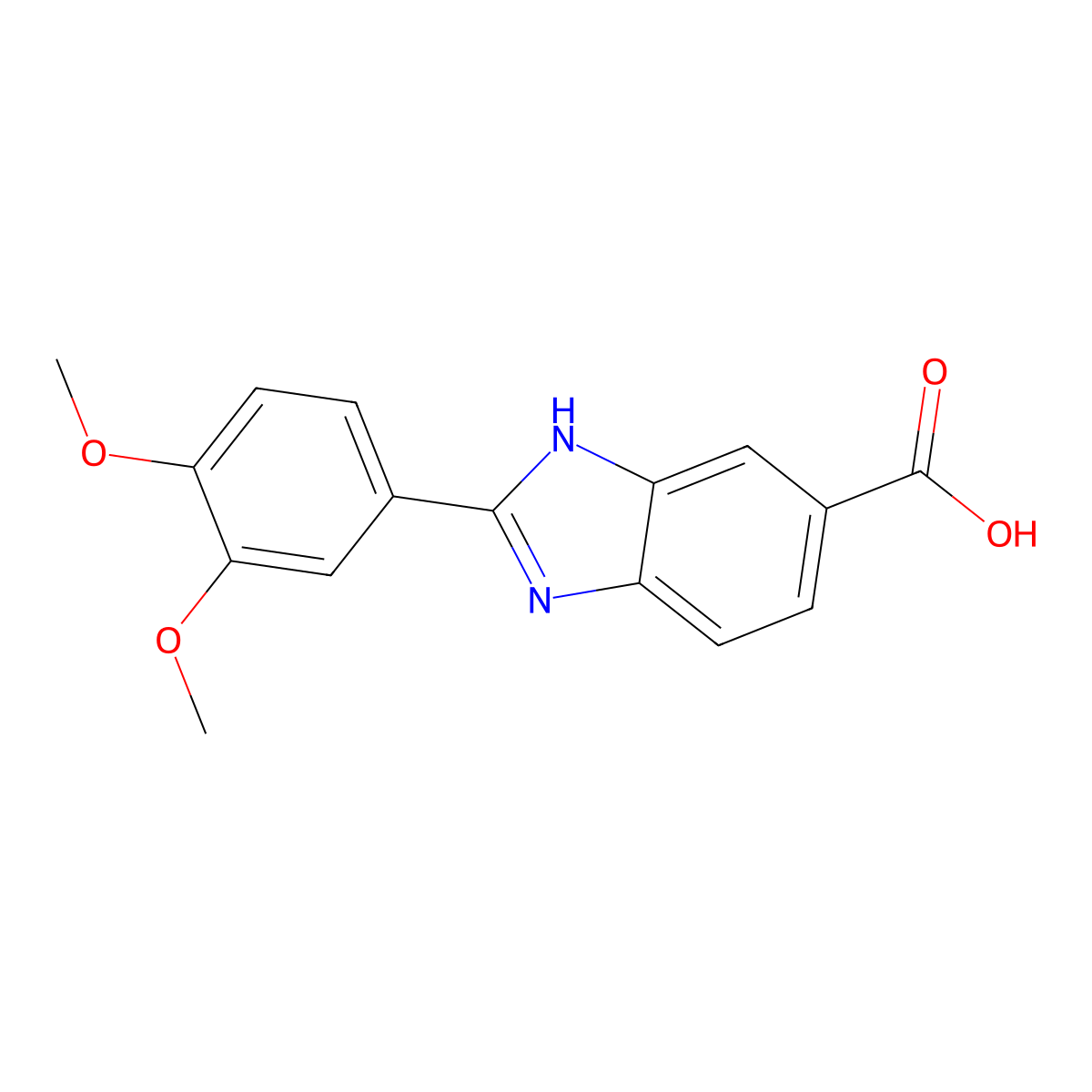 2-(3,4-Dimethoxyphenyl)-1H-benzimidazole-6-carboxylic acid molecular structure, CAS 355022-55-8