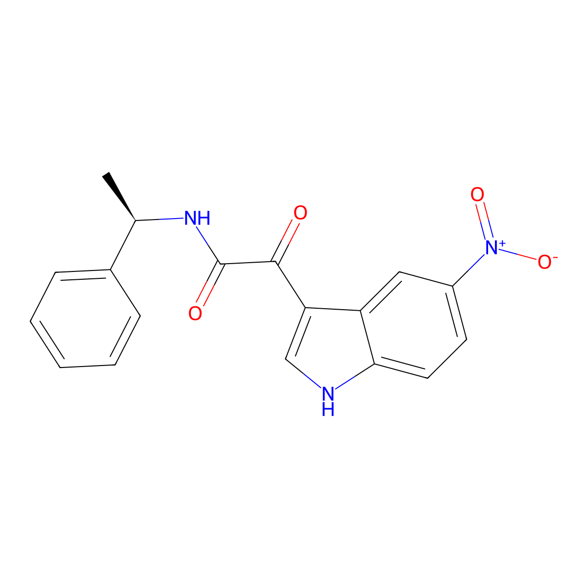 (R)-2-(5-nitro-1H-indol-3-yl)-2-oxo-N-(1-phenylethyl)acetamide molecular structure, CAS 355022-97-8