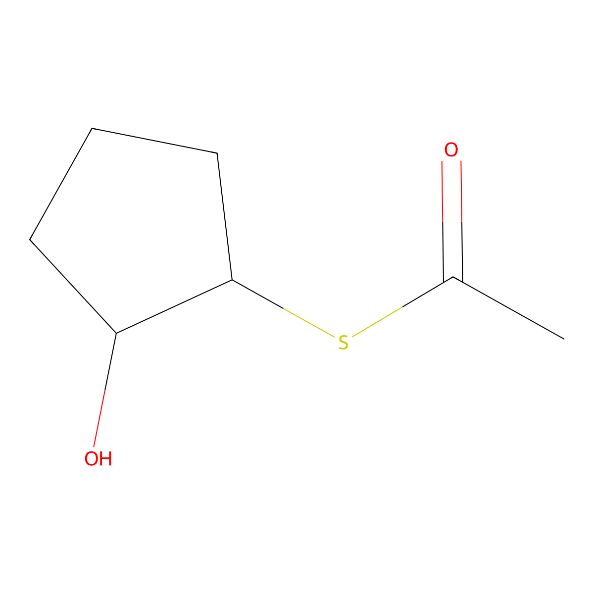 s-(2-Hydroxycyclopentyl) ethanethioate molecular structure, CAS 3551-50-6