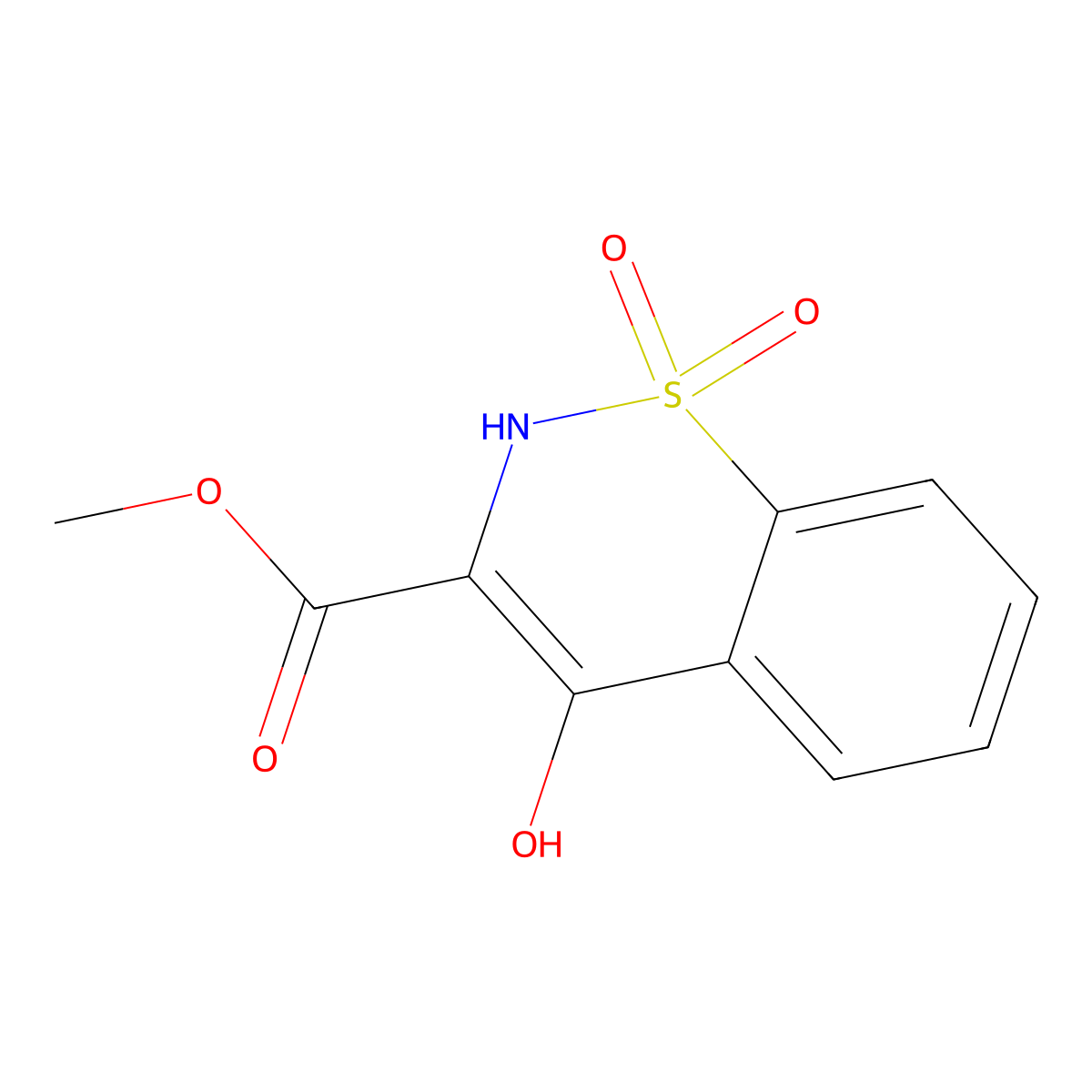 methyl 4-hydroxy-2H-1,2-benzothiazine-3-carboxylate 1,1-dioxide molecular structure, CAS 35511-14-9