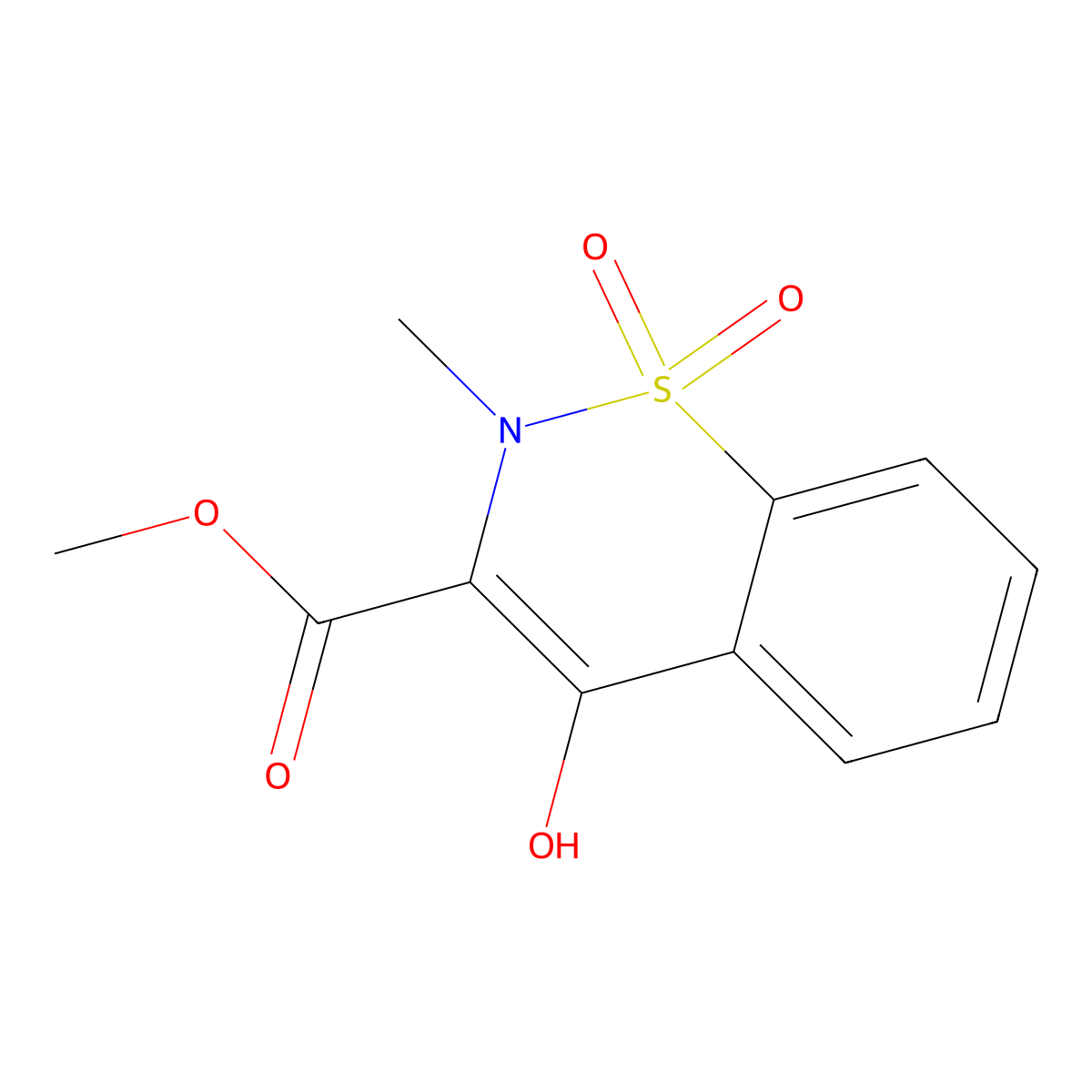 methyl 4-hydroxy-2-methyl-2H-1,2-benzothiazine-3-carboxylate 1,1-dioxide molecular structure, CAS 35511-15-0