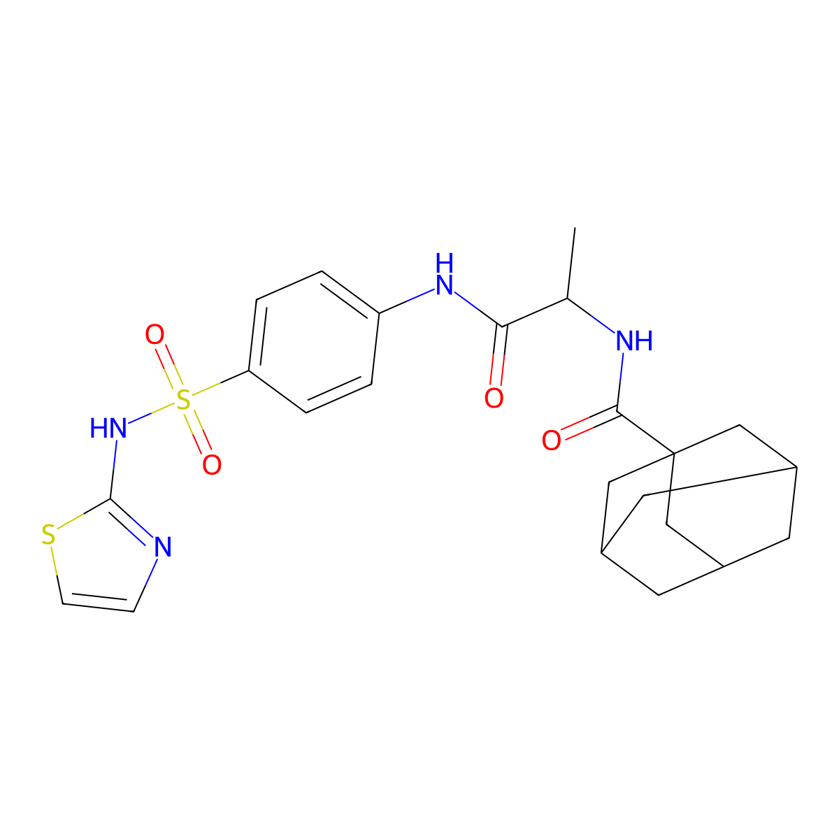 N-[1-oxo-1-[4-(1,3-thiazol-2-ylsulfamoyl)anilino]propan-2-yl]adamantane-1-carboxamide molecular structure, CAS 355115-00-3