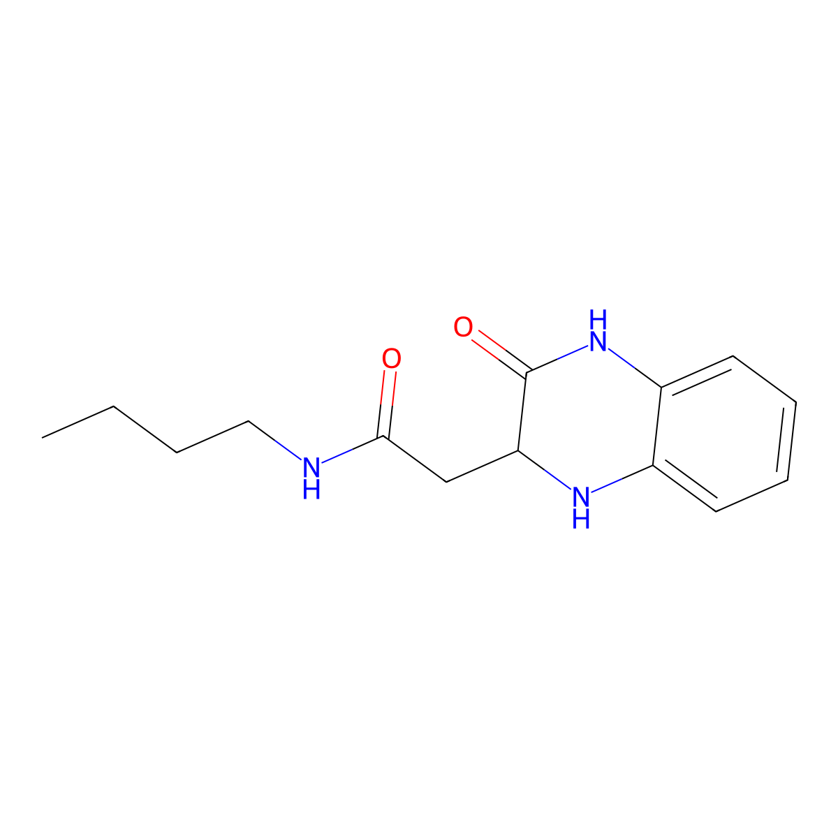 N-butyl-2-(3-oxo-1,2,3,4-tetrahydroquinoxalin-2-yl)acetamide molecular structure, CAS 355115-09-2