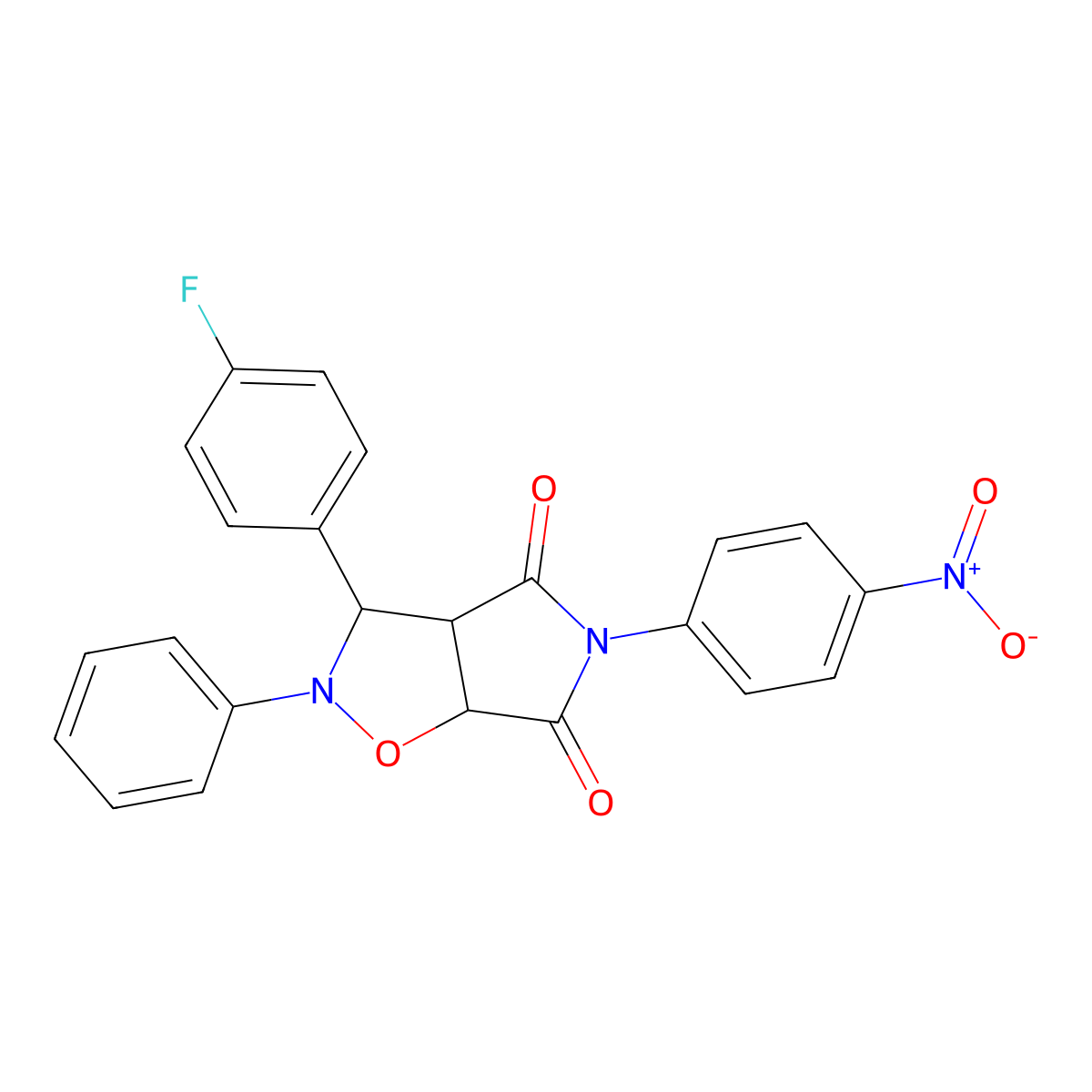 3-(4-fluorophenyl)-5-(4-nitrophenyl)-2-phenyldihydro-2H-pyrrolo[3,4-d]isoxazole-4,6(5H,6aH)-dione molecular structure, CAS 355115-12-7