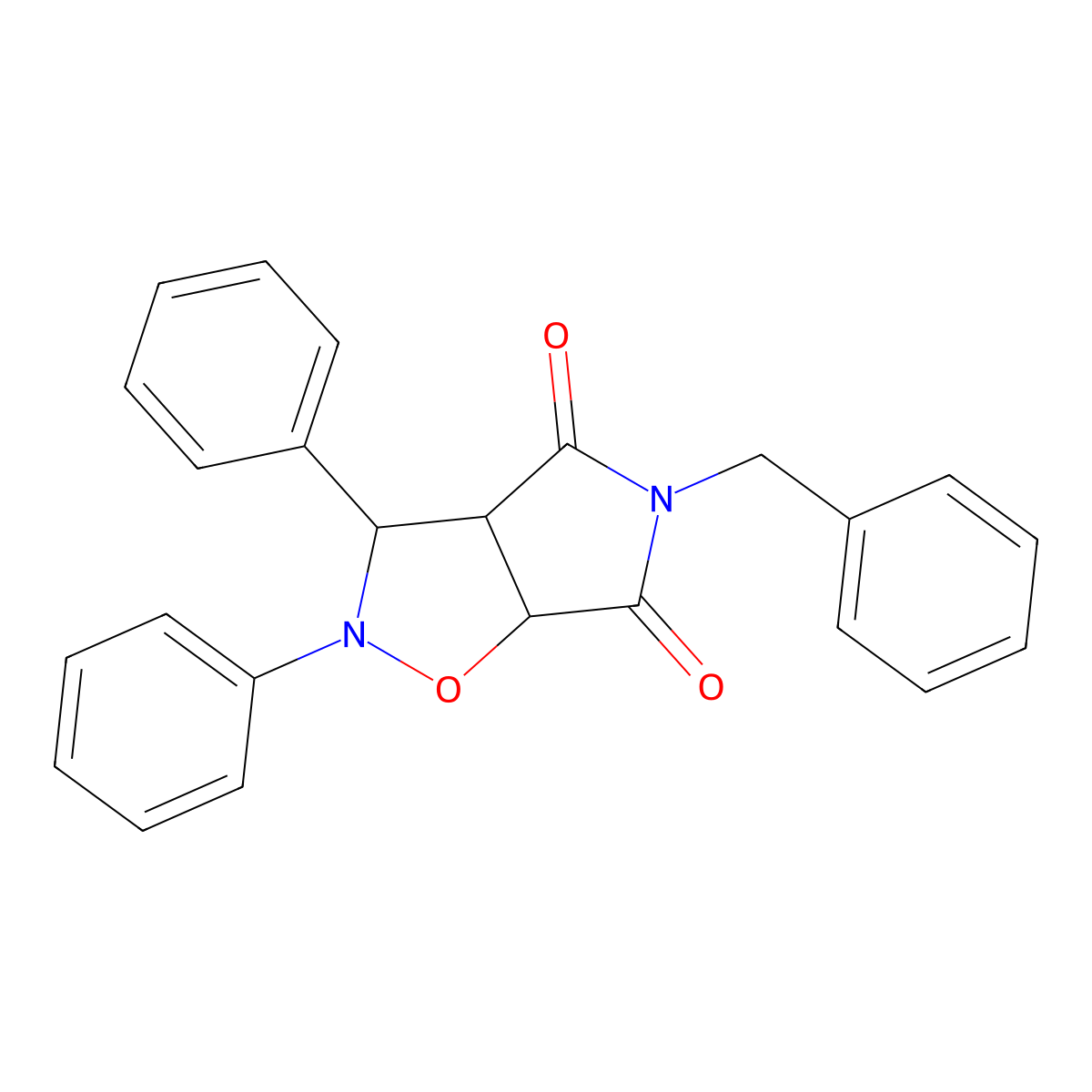 5-benzyl-2,3-diphenyldihydro-2H-pyrrolo[3,4-d]isoxazole-4,6(5H,6aH)-dione molecular structure, CAS 355115-13-8