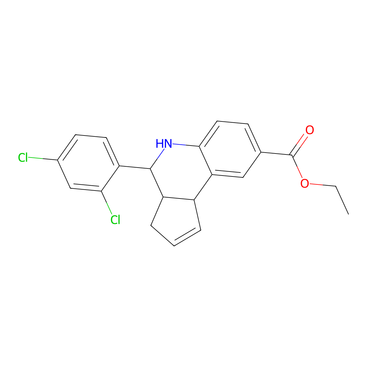 ethyl 4-(2,4-dichlorophenyl)-3a,4,5,9b-tetrahydro-3H-cyclopenta[c]quinoline-8-carboxylate molecular structure, CAS 355115-30-9
