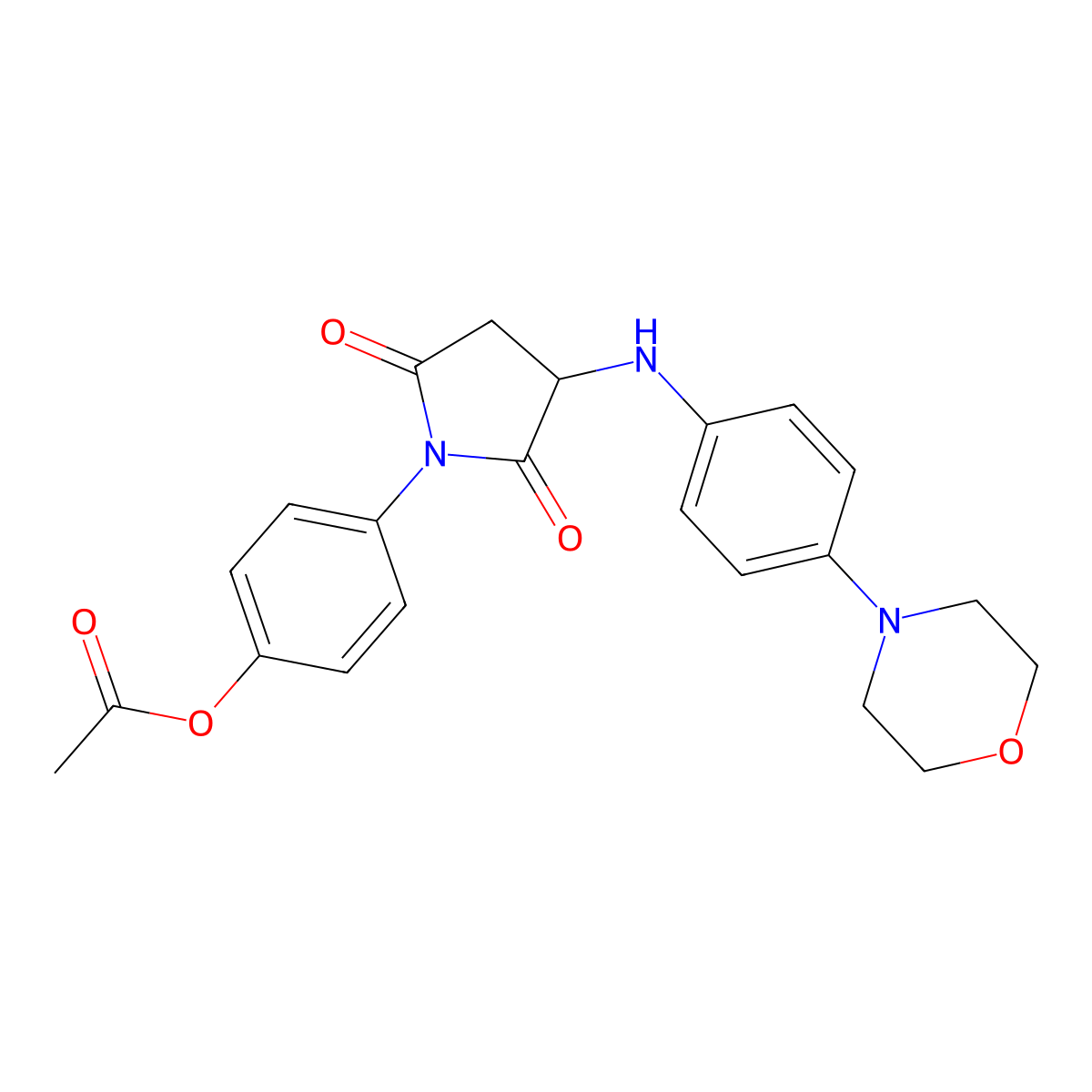 4-(3-{[4-(Morpholin-4-yl)phenyl]amino}-2,5-dioxopyrrolidin-1-yl)phenyl acetate molecular structure, CAS 355115-33-2