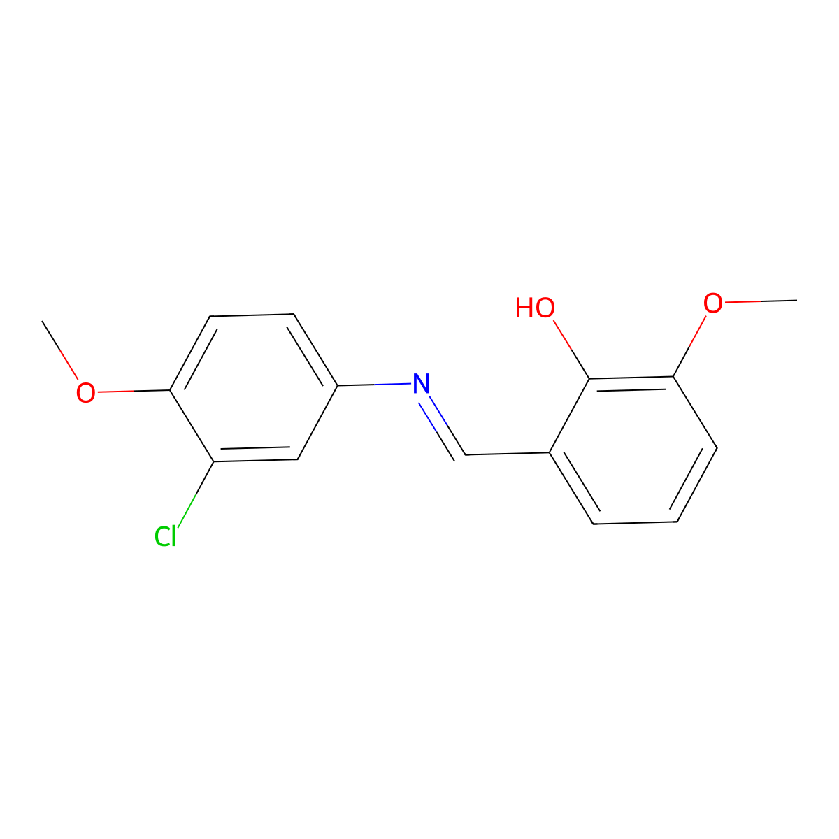 2-{(E)-[(3-chloro-4-methoxyphenyl)imino]methyl}-6-methoxyphenol molecular structure, CAS 355121-12-9