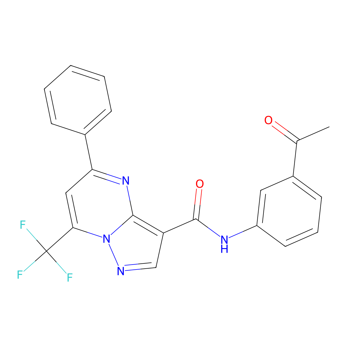 N-(3-acetylphenyl)-5-phenyl-7-(trifluoromethyl)pyrazolo[1,5-a]pyrimidine-3-carboxamide molecular structure, CAS 355133-54-9