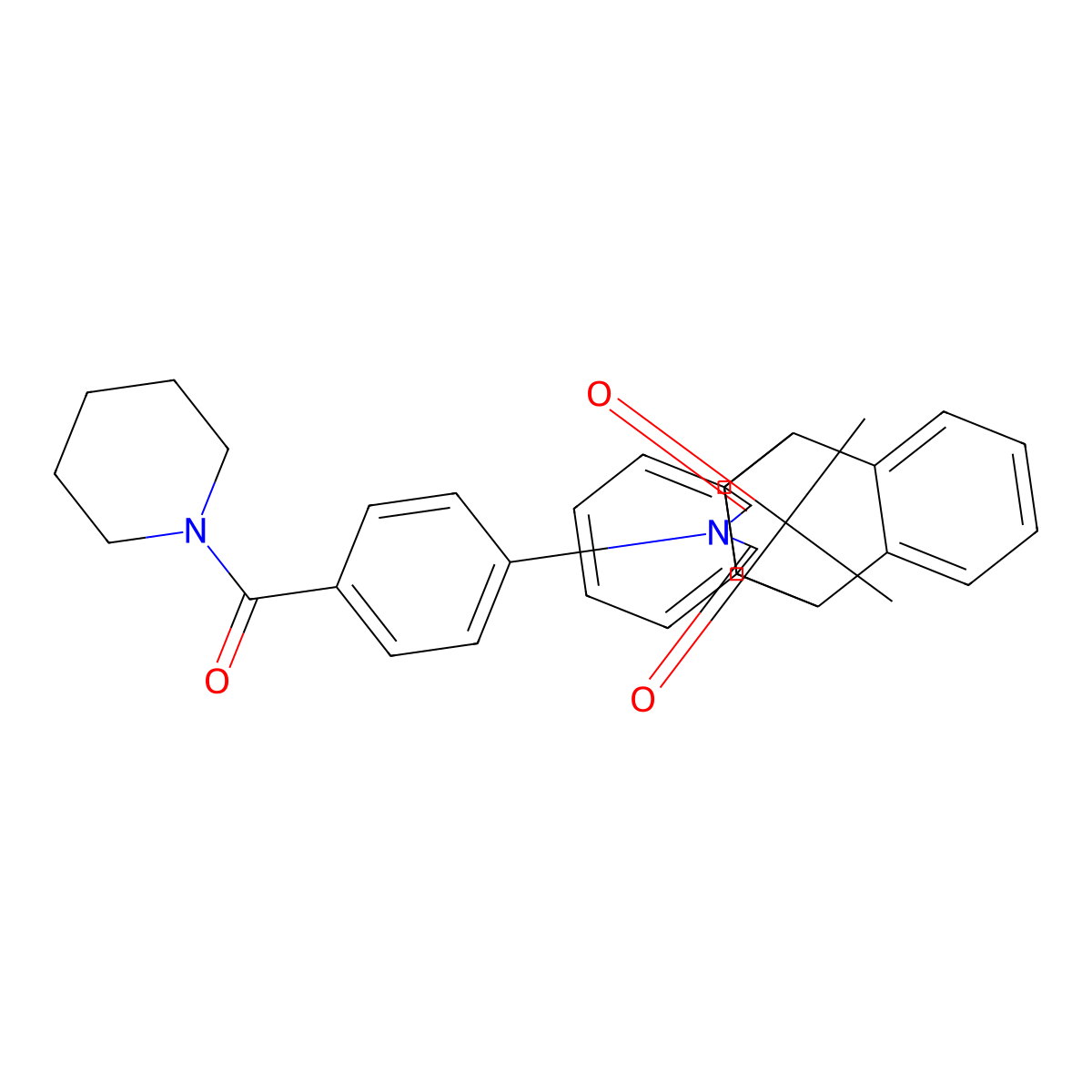 17-[4-(Piperidin-1-ylcarbonyl)phenyl]-17-azapentacyclo[6.6.5.0~2,7~.0~9,14~.0~15,19~]nonadeca-2,4,6,9,11,13-hexaene-16,18-dione (non-preferred name) molecular structure, CAS 355134-51-9
