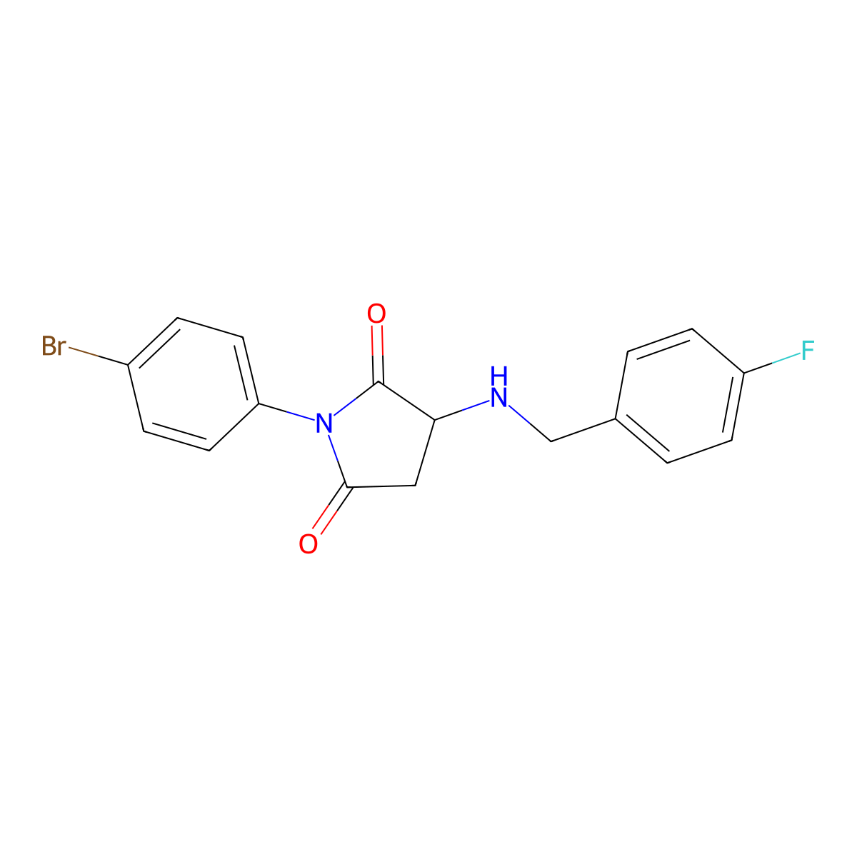 1-(4-Bromophenyl)-3-[(4-fluorobenzyl)amino]pyrrolidine-2,5-dione molecular structure, CAS 355134-73-5