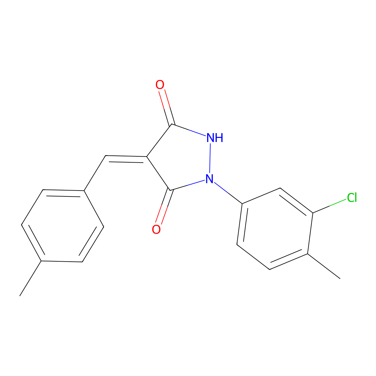 1-(3-Chloro-4-methylphenyl)-4-[(4-methylphenyl)methylene]-3,5-pyrazolidinedione molecular structure, CAS 355136-13-9