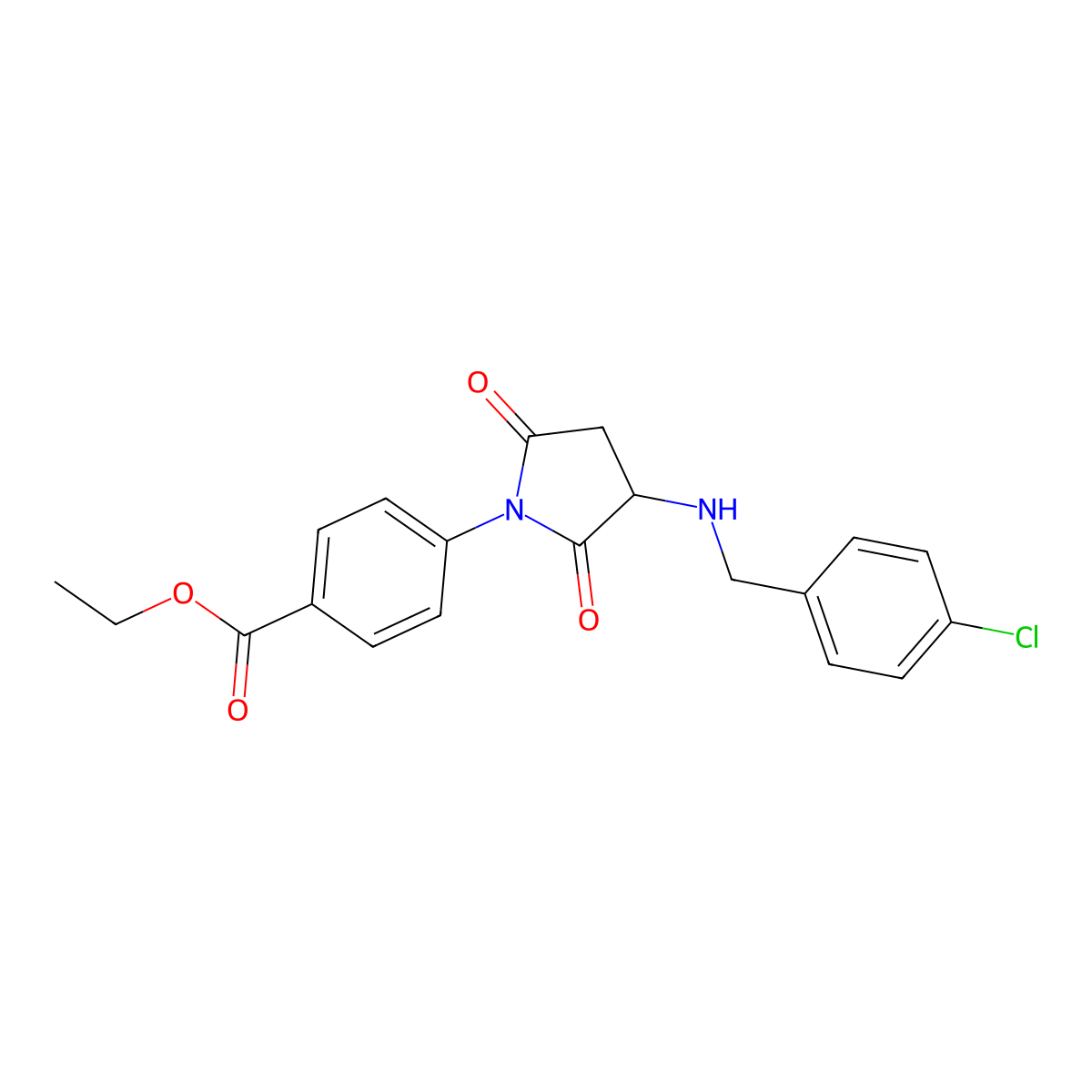 Ethyl 4-{3-[(4-chlorobenzyl)amino]-2,5-dioxopyrrolidin-1-yl}benzoate molecular structure, CAS 355138-23-7