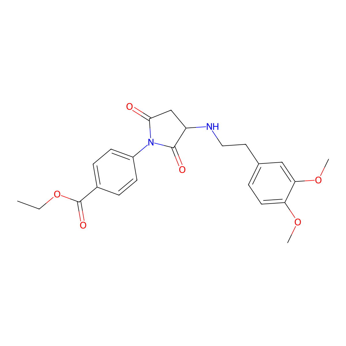 Ethyl 4-[3-[2-(3,4-dimethoxyphenyl)ethylamino]-2,5-dioxopyrrolidin-1-yl]benzoate molecular structure, CAS 355138-27-1