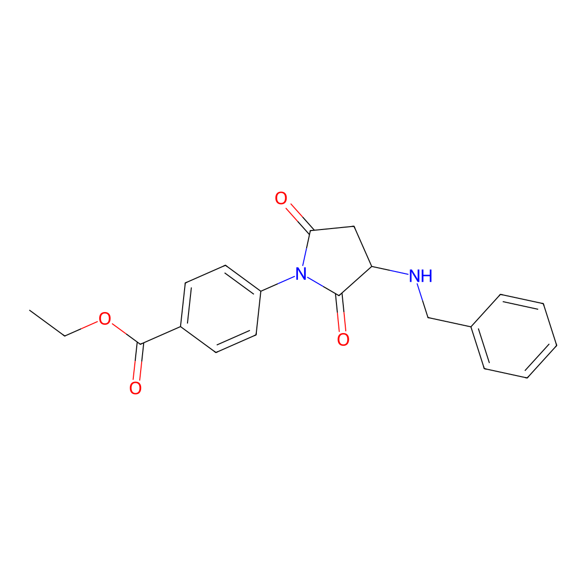 Ethyl 4-[3-(benzylamino)-2,5-dioxopyrrolidin-1-yl]benzoate molecular structure, CAS 355138-29-3