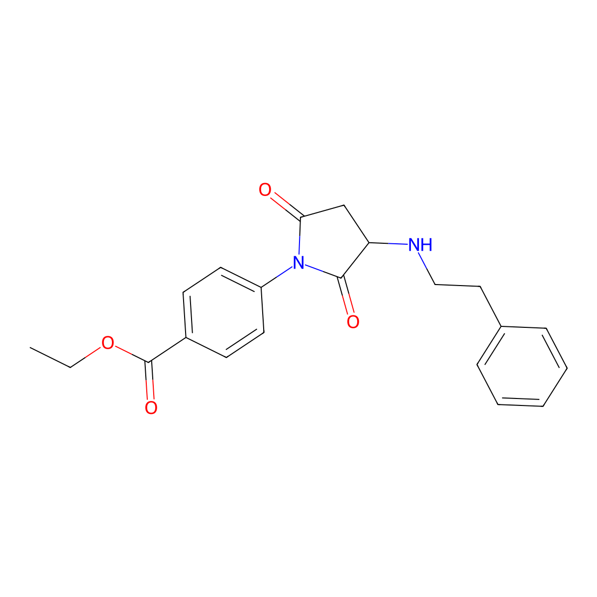 Ethyl 4-{2,5-dioxo-3-[(2-phenylethyl)amino]pyrrolidin-1-yl}benzoate molecular structure, CAS 355138-30-6