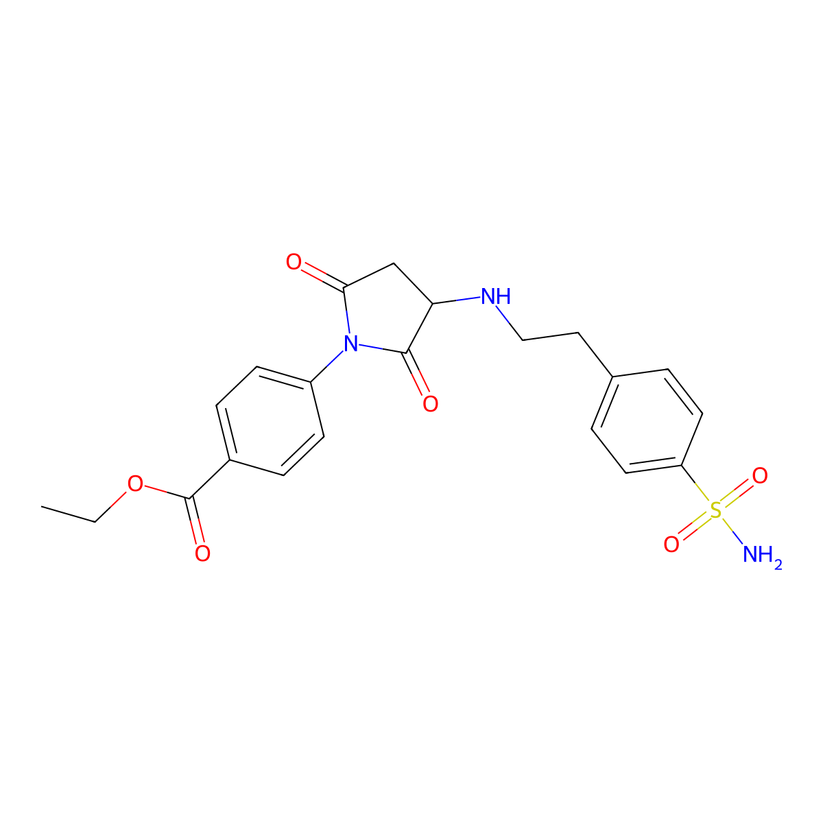 Ethyl 4-(2,5-dioxo-3-{[2-(4-sulfamoylphenyl)ethyl]amino}pyrrolidin-1-yl)benzoate molecular structure, CAS 355138-31-7