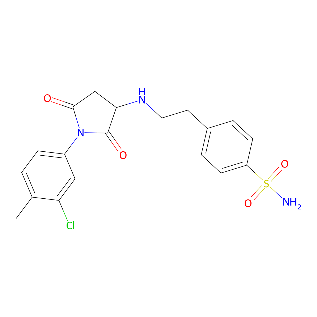 4-(2-{[1-(3-Chloro-4-methylphenyl)-2,5-dioxopyrrolidin-3-yl]amino}ethyl)benzenesulfonamide molecular structure, CAS 355138-32-8