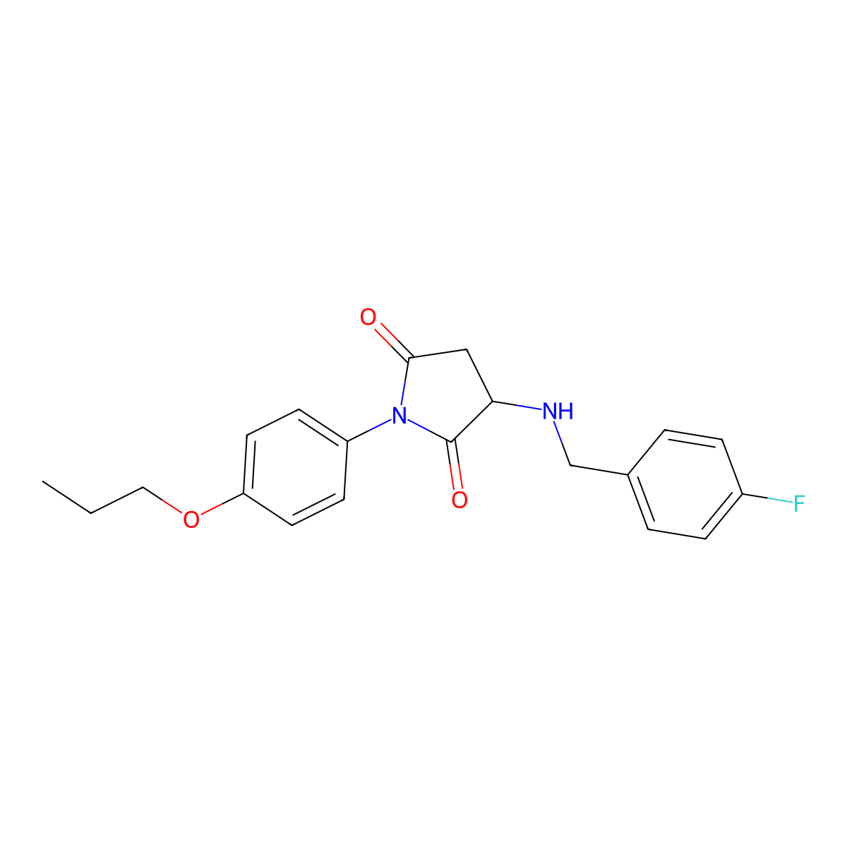 3-[(4-Fluorobenzyl)amino]-1-(4-propoxyphenyl)pyrrolidine-2,5-dione molecular structure, CAS 355138-34-0