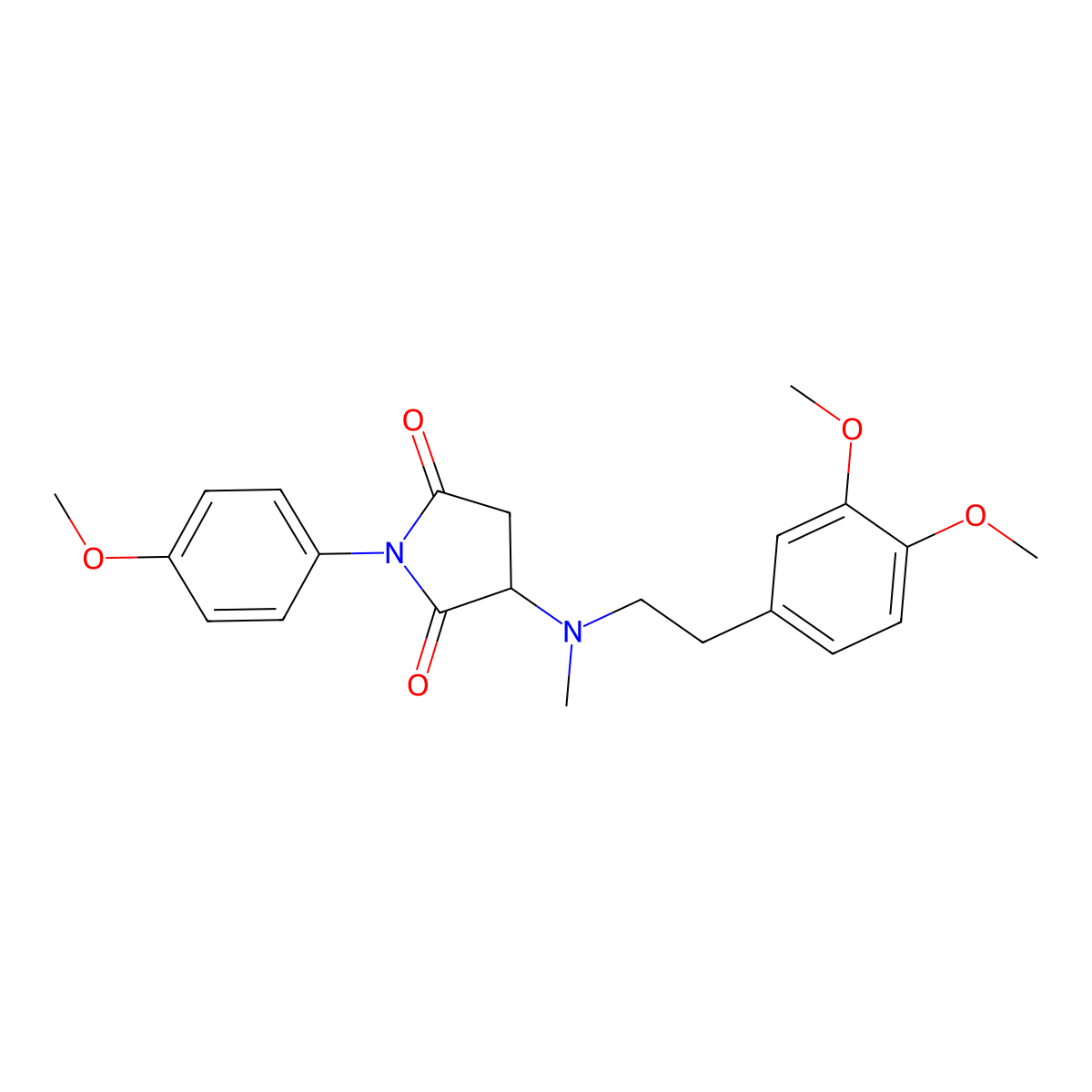 3-[2-(3,4-Dimethoxyphenyl)ethyl-methylamino]-1-(4-methoxyphenyl)pyrrolidine-2,5-dione molecular structure, CAS 355138-40-8