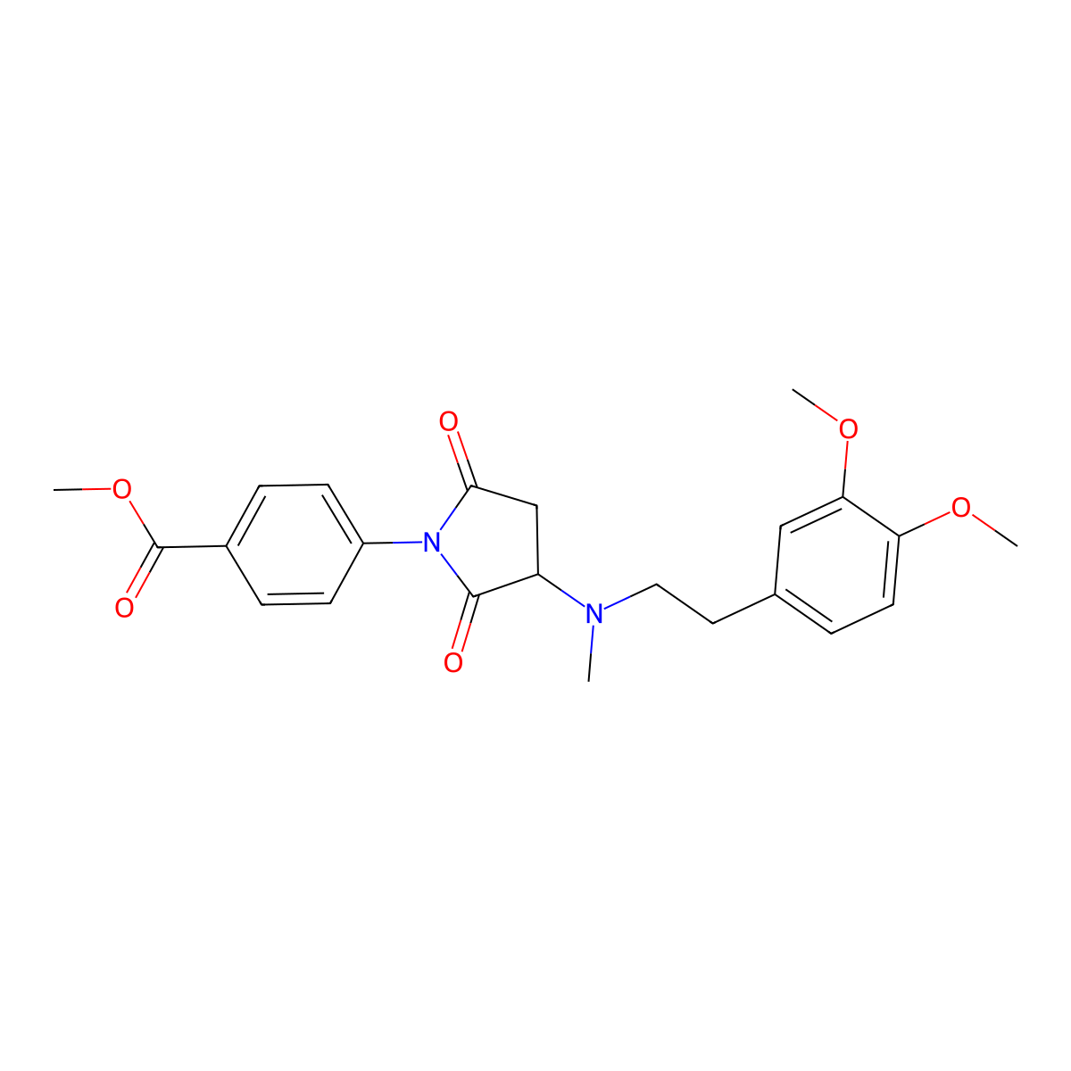 Methyl 4-(3-{[2-(3,4-dimethoxyphenyl)ethyl](methyl)amino}-2,5-dioxopyrrolidin-1-yl)benzoate molecular structure, CAS 355138-42-0