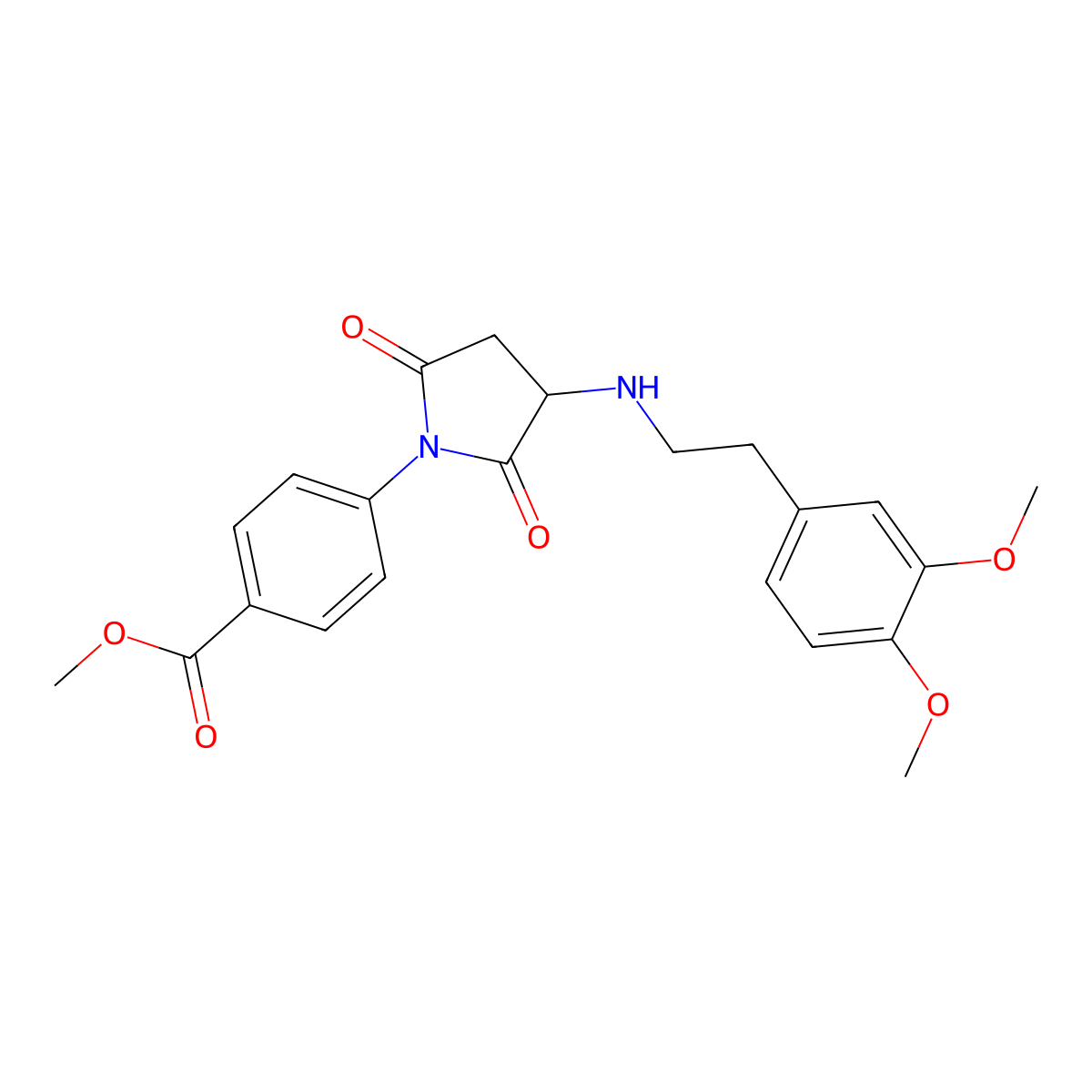 Methyl 4-(3-{[2-(3,4-dimethoxyphenyl)ethyl]amino}-2,5-dioxopyrrolidin-1-yl)benzoate molecular structure, CAS 355141-22-9