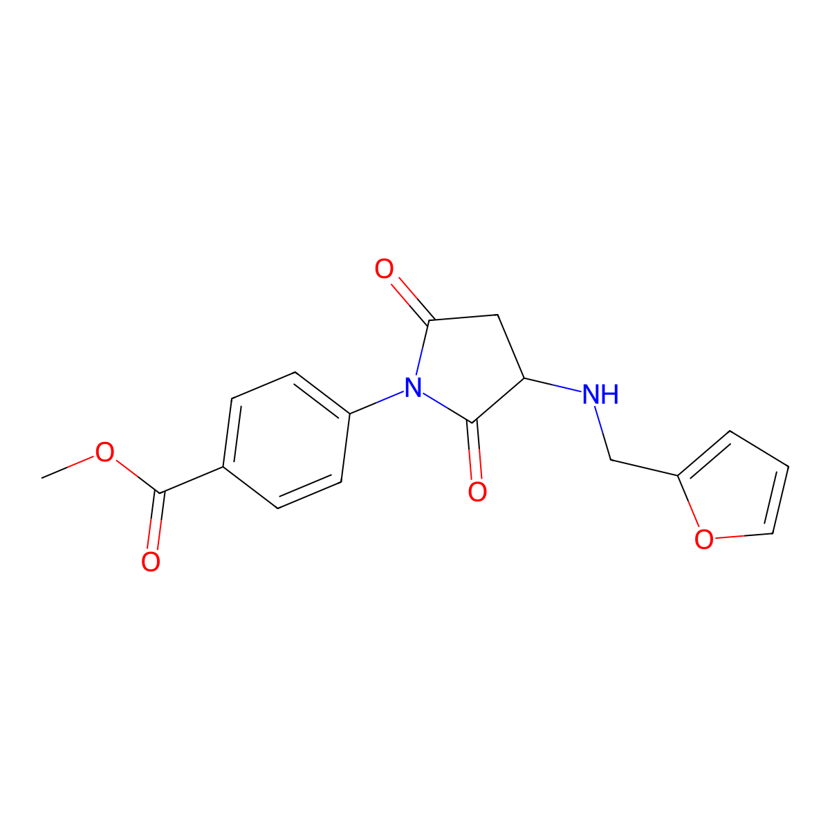 Methyl 4-[3-(furan-2-ylmethylamino)-2,5-dioxopyrrolidin-1-yl]benzoate molecular structure, CAS 355141-24-1