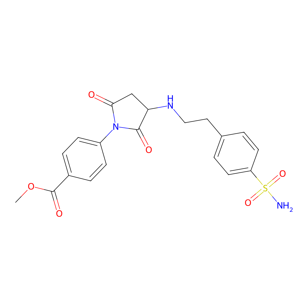 Methyl 4-(2,5-dioxo-3-{[2-(4-sulfamoylphenyl)ethyl]amino}pyrrolidin-1-yl)benzoate molecular structure, CAS 355142-84-6