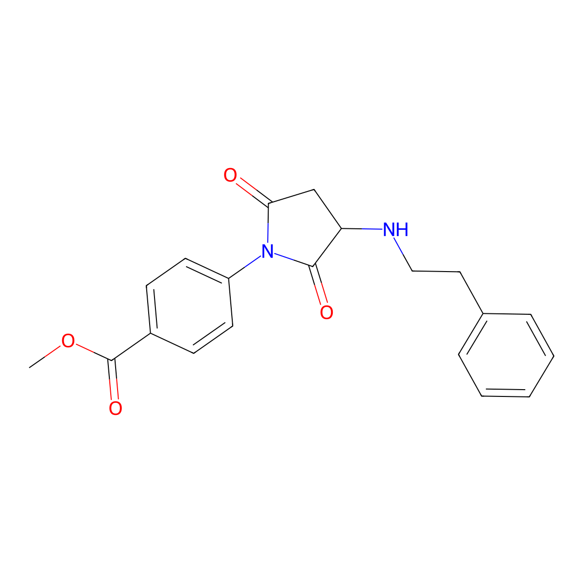 Methyl 4-{2,5-dioxo-3-[(2-phenylethyl)amino]pyrrolidin-1-yl}benzoate molecular structure, CAS 355142-86-8
