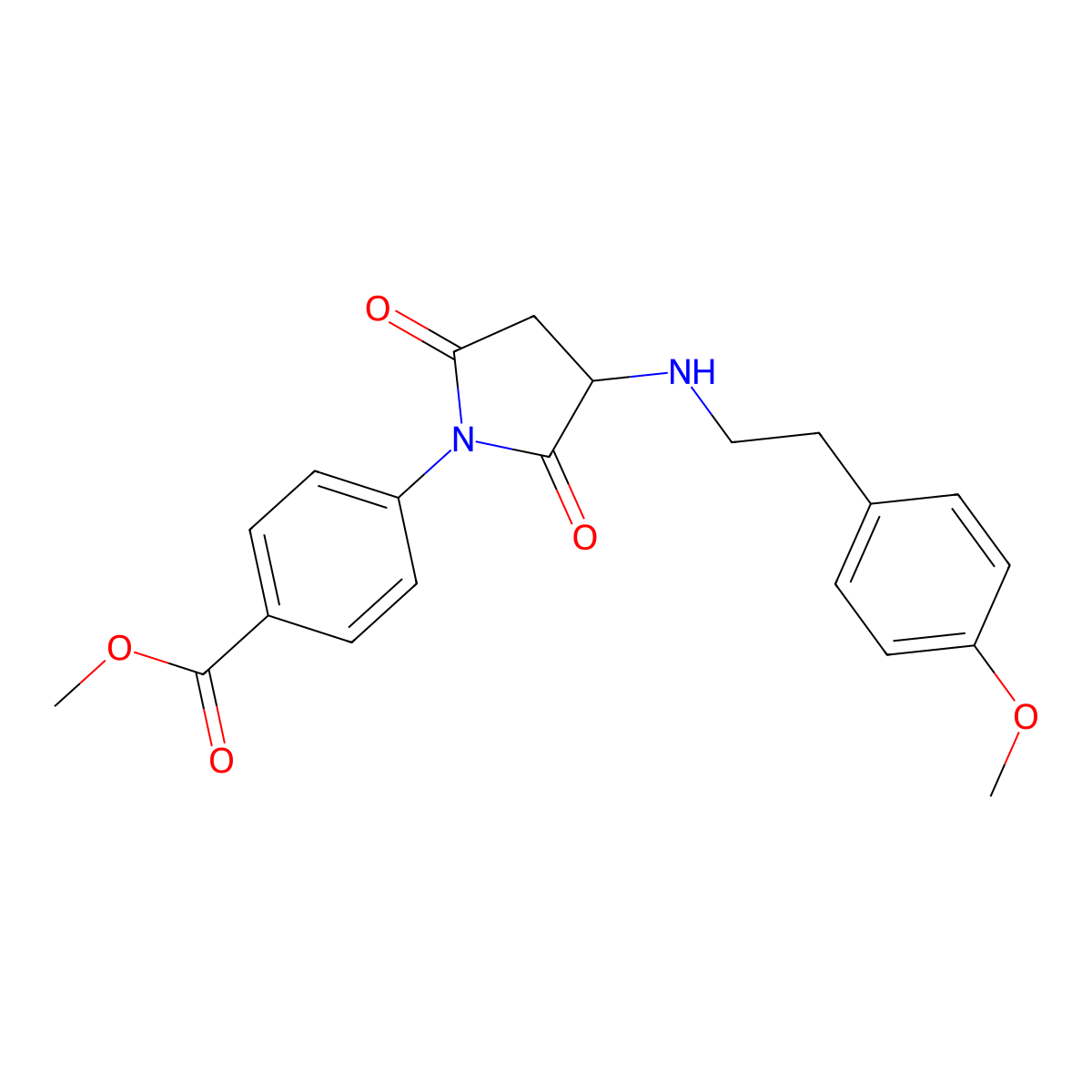 Methyl 4-[3-[2-(4-methoxyphenyl)ethylamino]-2,5-dioxopyrrolidin-1-yl]benzoate molecular structure, CAS 355142-88-0