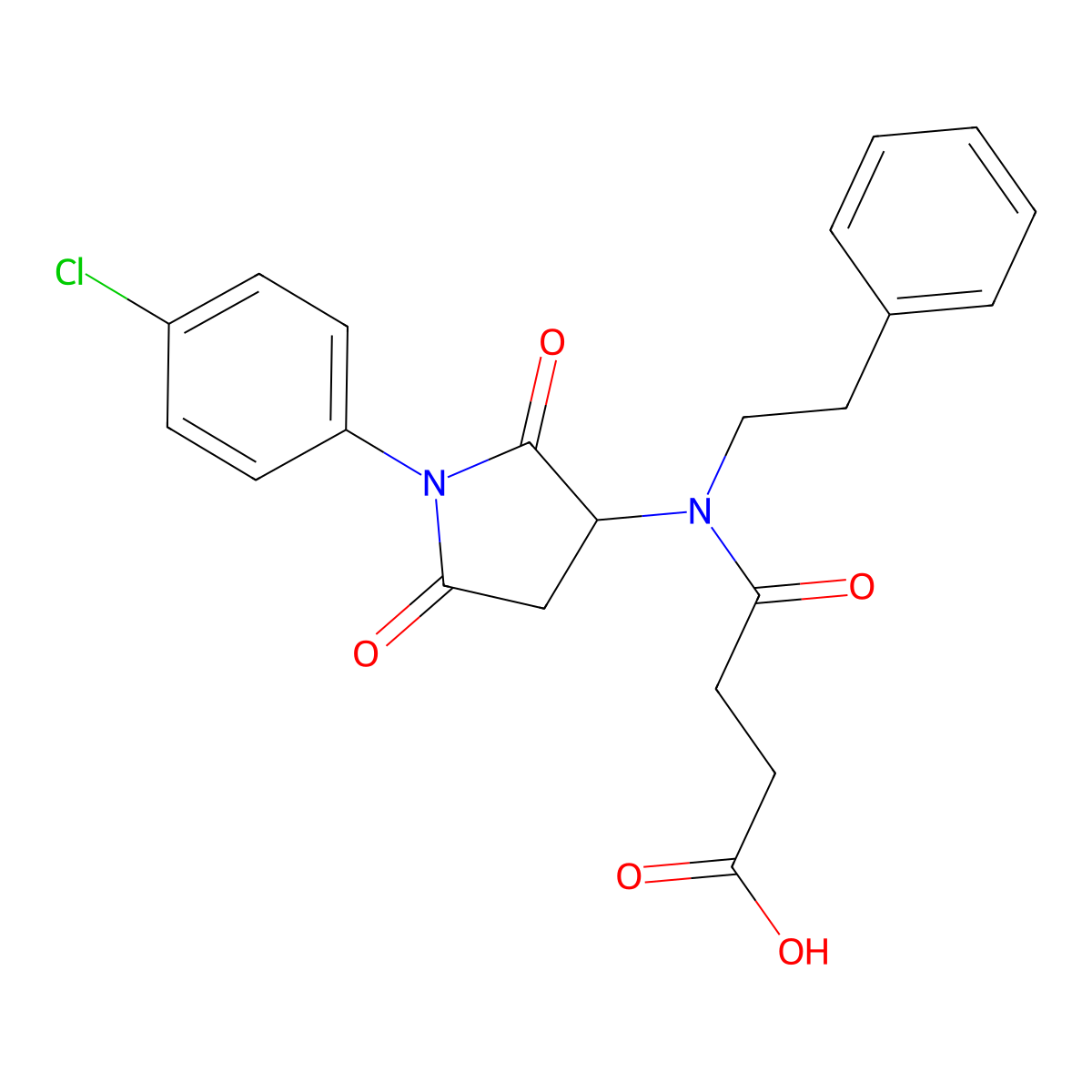 3-{[1-(4-Chlorophenyl)-2,5-dioxopyrrolidin-3-YL](2-phenylethyl)carbamoyl}propanoic acid molecular structure, CAS 355142-93-7