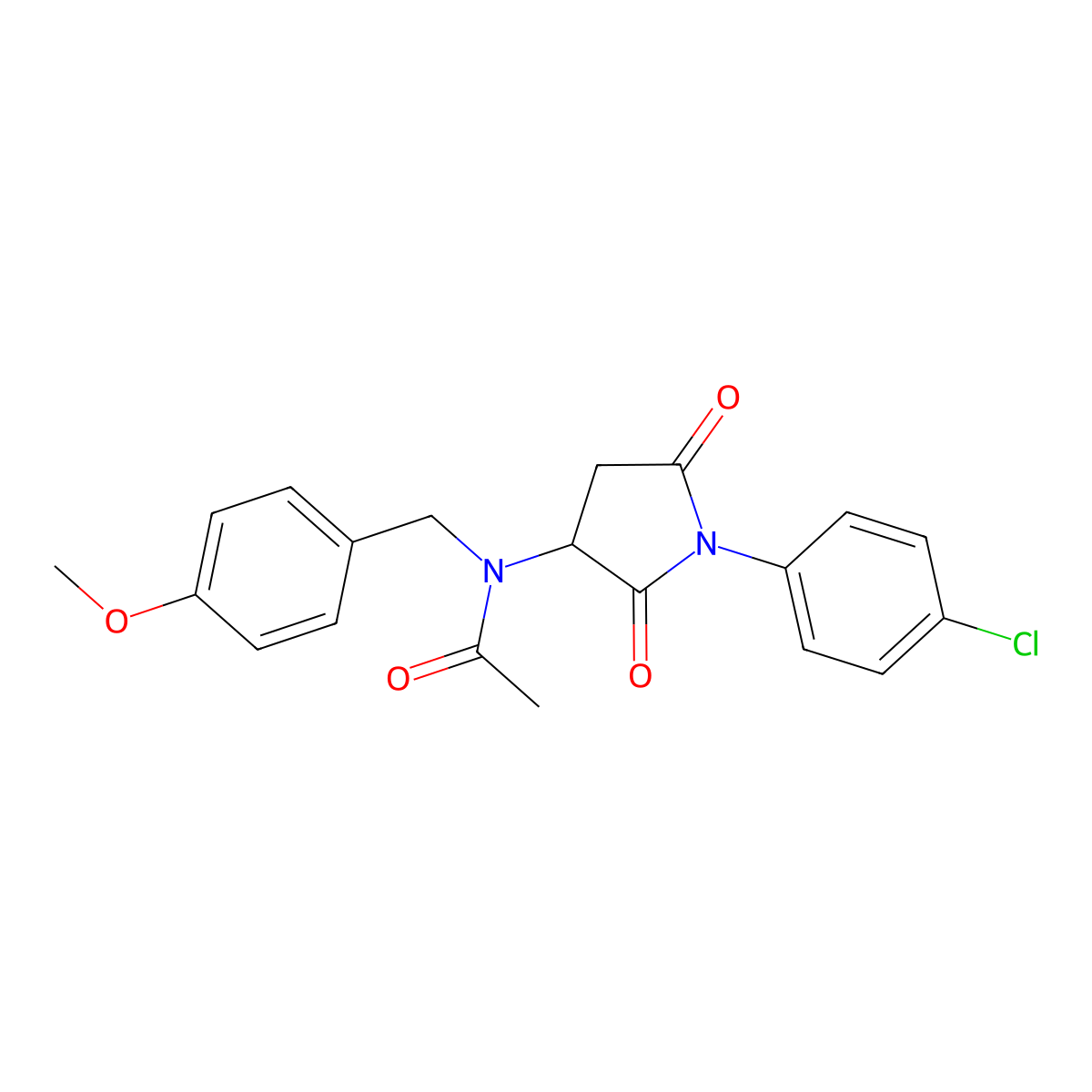 N-[1-(4-chlorophenyl)-2,5-dioxopyrrolidin-3-yl]-N-[(4-methoxyphenyl)methyl]acetamide molecular structure, CAS 355142-94-8