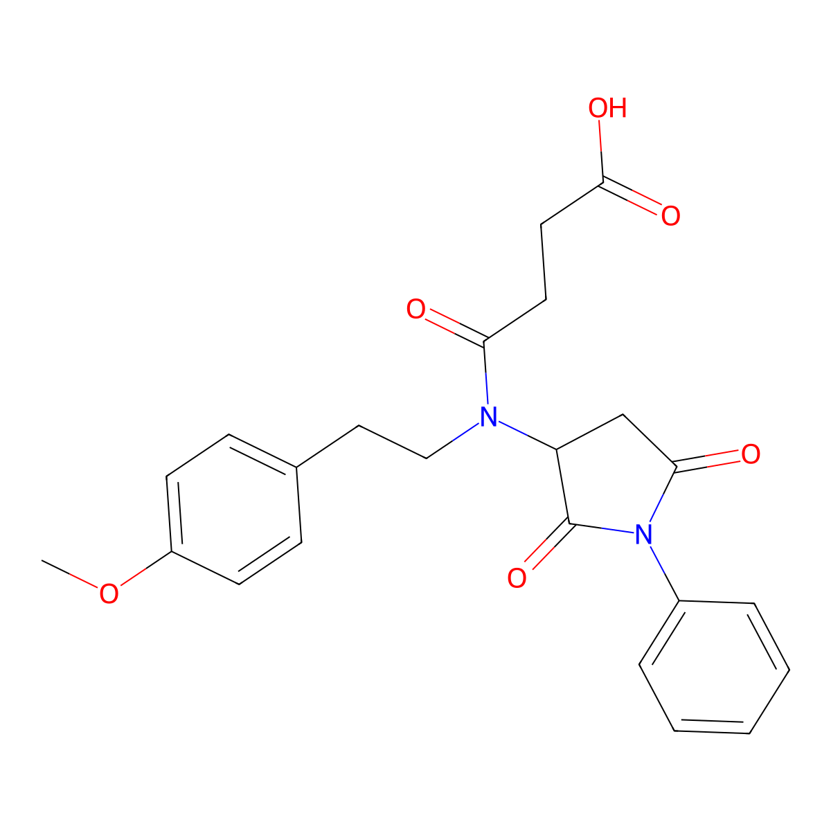 4-{(2,5-Dioxo-1-phenylpyrrolidin-3-yl)[2-(4-methoxyphenyl)ethyl]amino}-4-oxobutanoic acid molecular structure, CAS 355142-97-1
