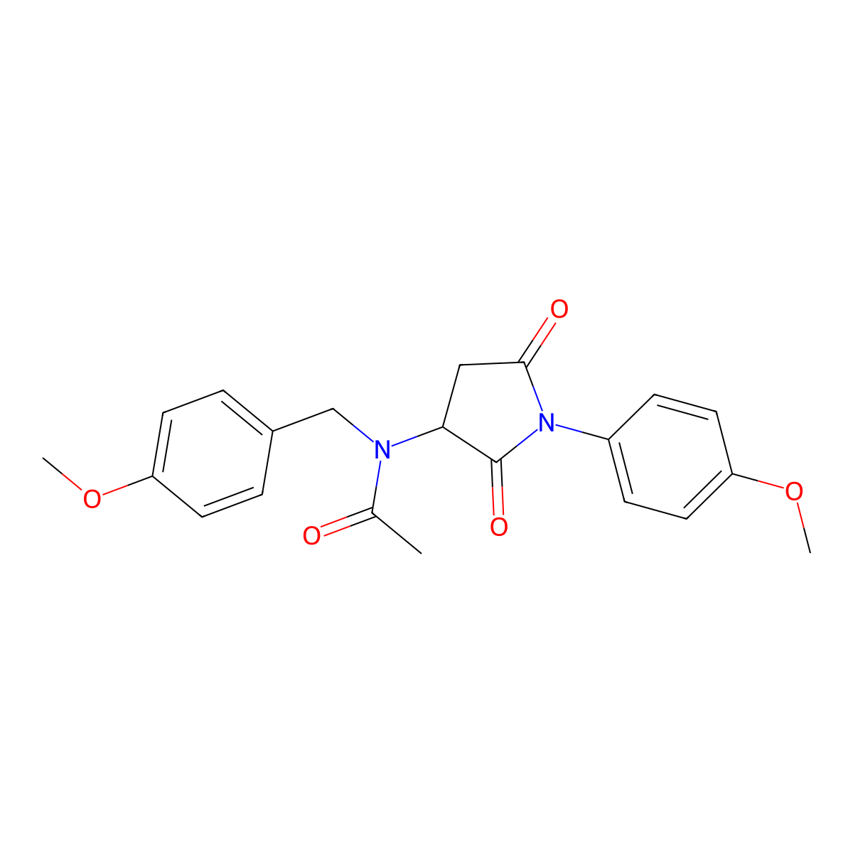 N-[1-(4-methoxyphenyl)-2,5-dioxopyrrolidin-3-yl]-N-[(4-methoxyphenyl)methyl]acetamide molecular structure, CAS 355143-03-2