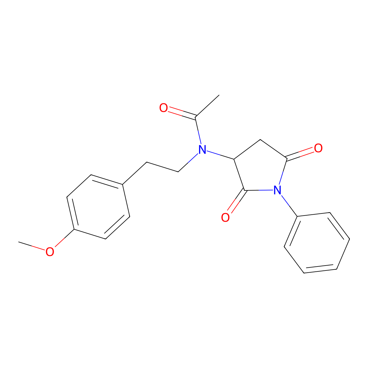 N-(2,5-dioxo-1-phenylpyrrolidin-3-yl)-N-[2-(4-methoxyphenyl)ethyl]acetamide molecular structure, CAS 355143-05-4