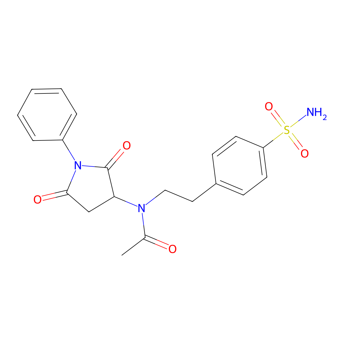 N-(2,5-dioxo-1-phenylpyrrolidin-3-yl)-N-[2-(4-sulfamoylphenyl)ethyl]acetamide molecular structure, CAS 355143-06-5