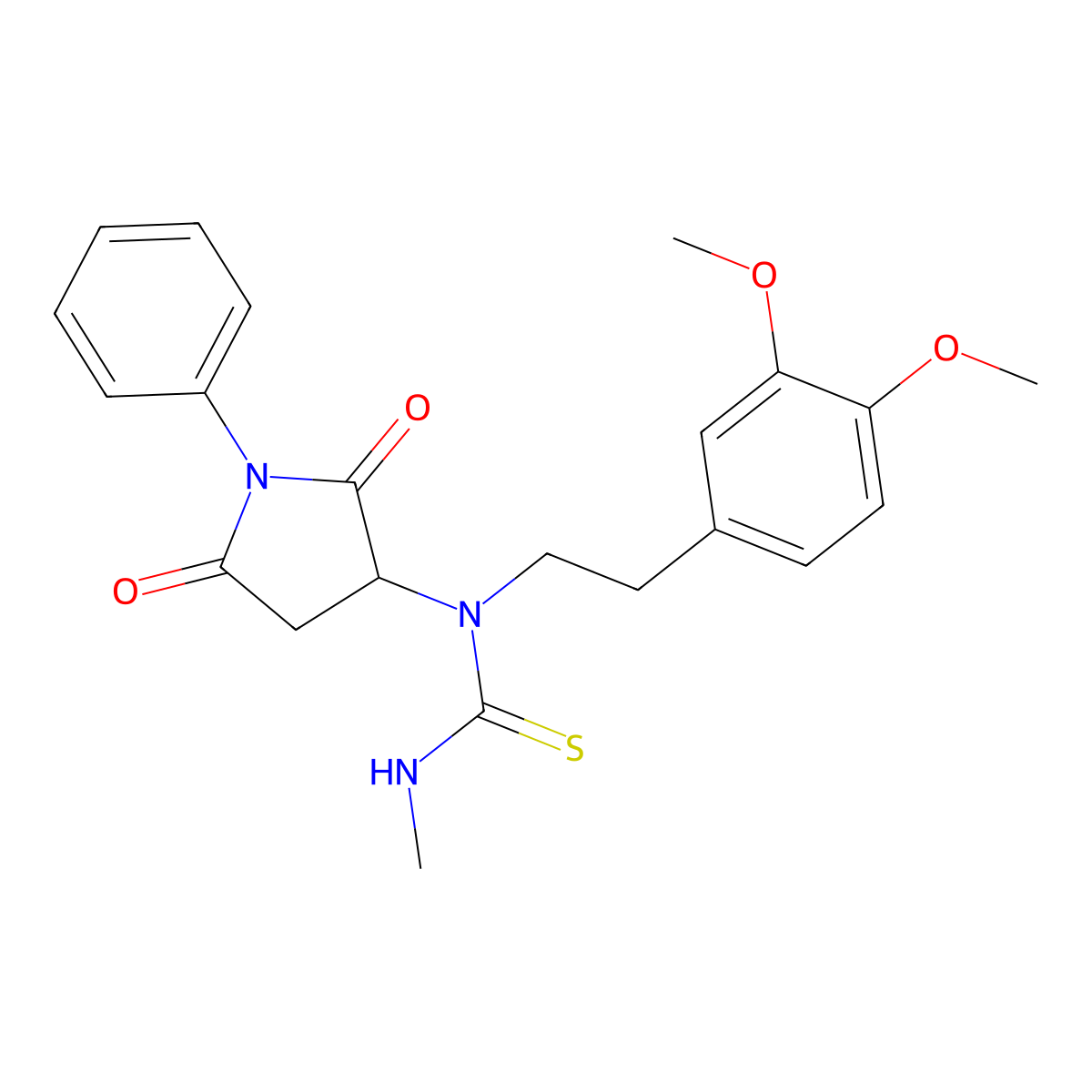 1-[2-(3,4-Dimethoxyphenyl)ethyl]-1-(2,5-dioxo-1-phenylpyrrolidin-3-yl)-3-methylthiourea molecular structure, CAS 355143-11-2