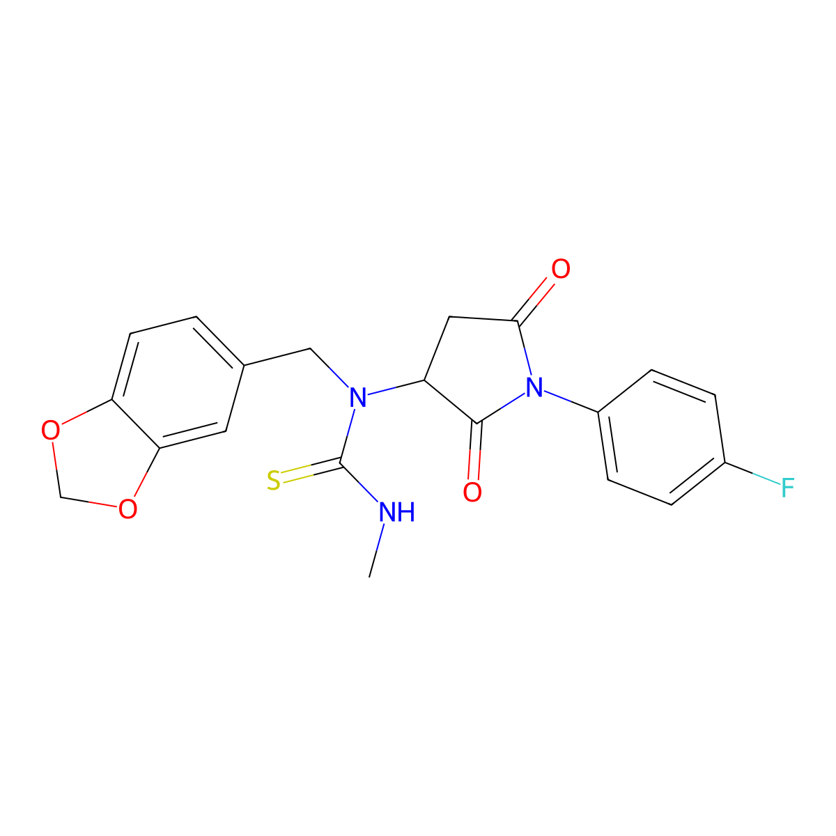 1-(1,3-Benzodioxol-5-ylmethyl)-1-[1-(4-fluorophenyl)-2,5-dioxopyrrolidin-3-yl]-3-methylthiourea molecular structure, CAS 355143-17-8