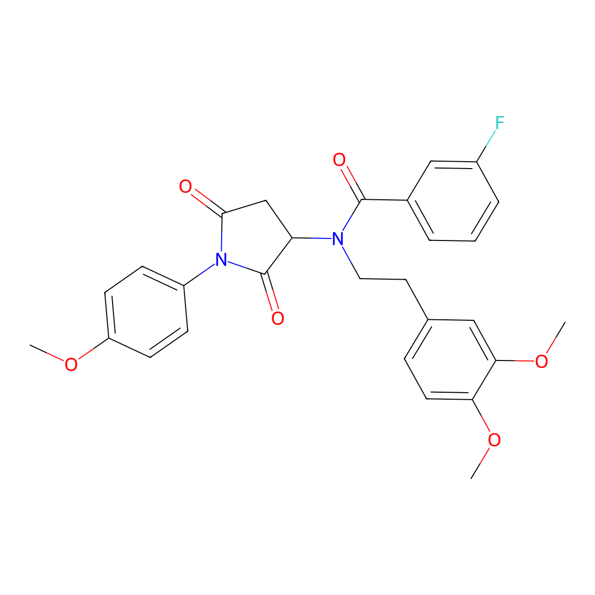 N-[2-(3,4-dimethoxyphenyl)ethyl]-3-fluoro-N-[1-(4-methoxyphenyl)-2,5-dioxopyrrolidin-3-yl]benzamide molecular structure, CAS 355143-24-7