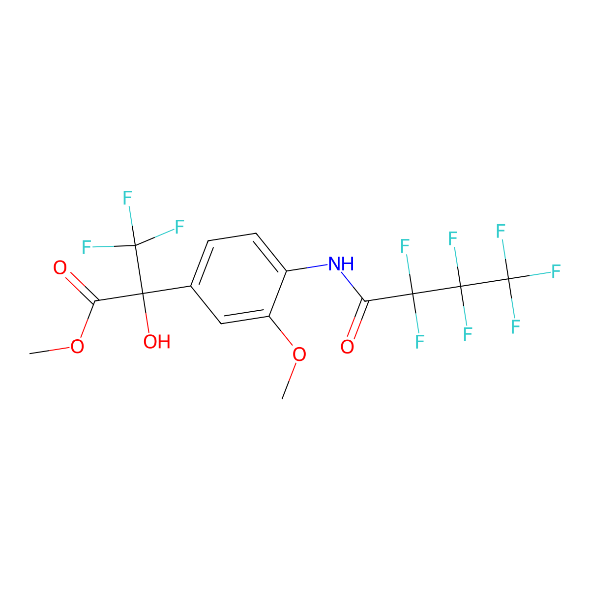 Methyl 3,3,3-trifluoro-2-{4-[(2,2,3,3,4,4,4-heptafluorobutanoyl)amino]-3-methoxyphenyl}-2-hydroxypropanoate molecular structure, CAS 355146-52-0