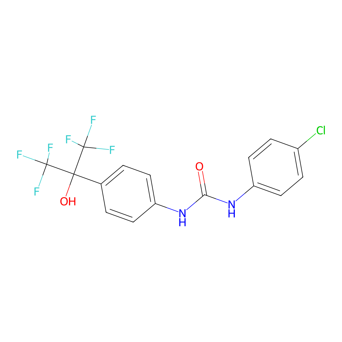 1-(4-Chlorophenyl)-3-[4-(1,1,1,3,3,3-hexafluoro-2-hydroxypropan-2-yl)phenyl]urea molecular structure, CAS 355147-93-2