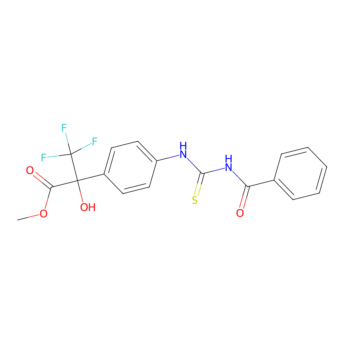 Methyl 2-[4-(benzoylcarbamothioylamino)phenyl]-3,3,3-trifluoro-2-hydroxypropanoate molecular structure, CAS 355148-02-6