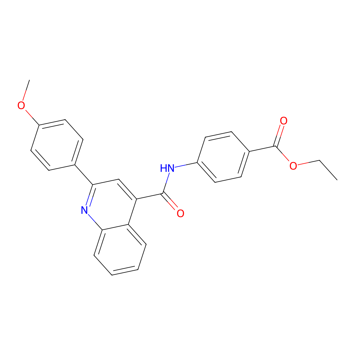 Ethyl 4-[[2-(4-methoxyphenyl)quinoline-4-carbonyl]amino]benzoate molecular structure, CAS 355152-39-5