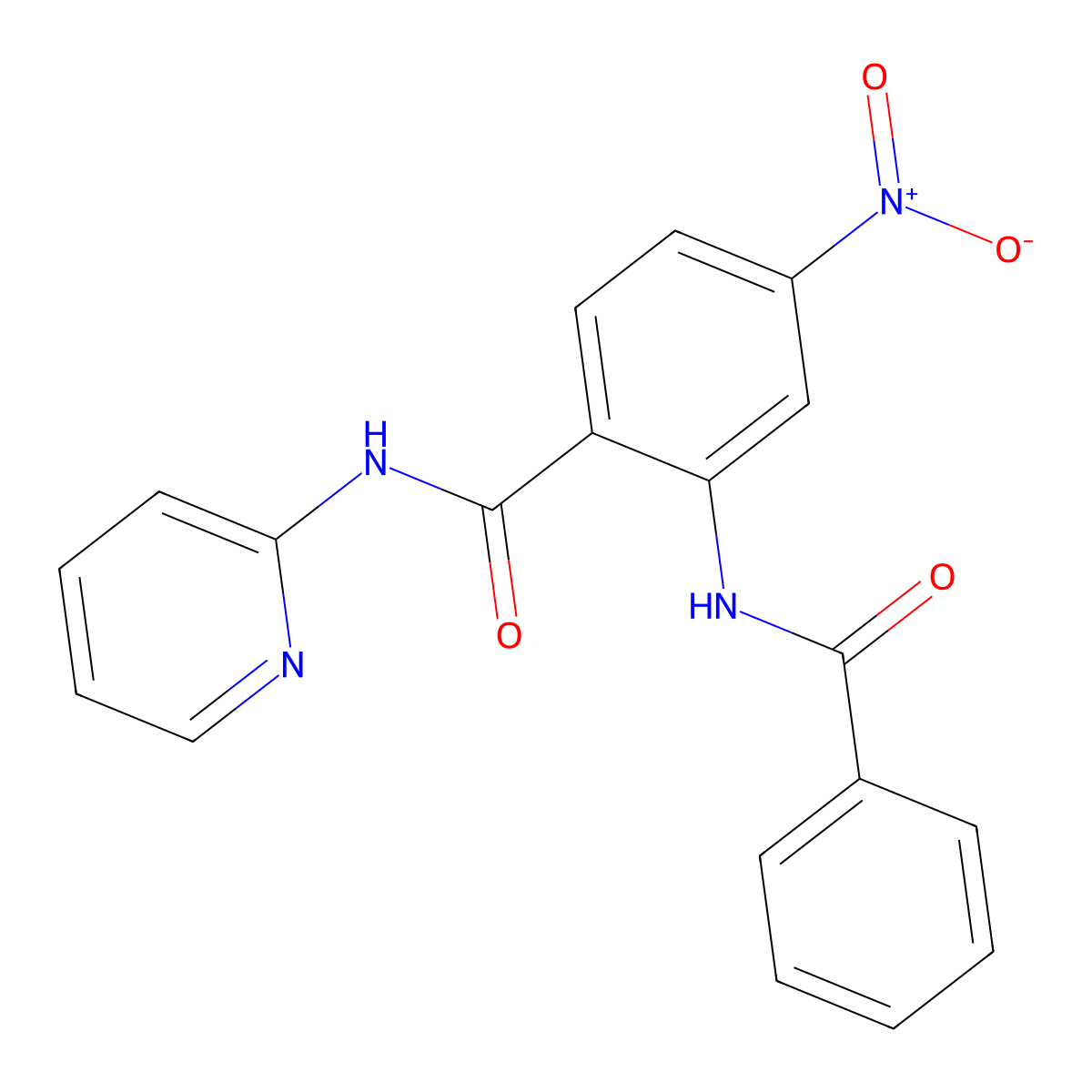 2-benzamido-4-nitro-N-pyridin-2-ylbenzamide molecular structure, CAS 355153-68-3