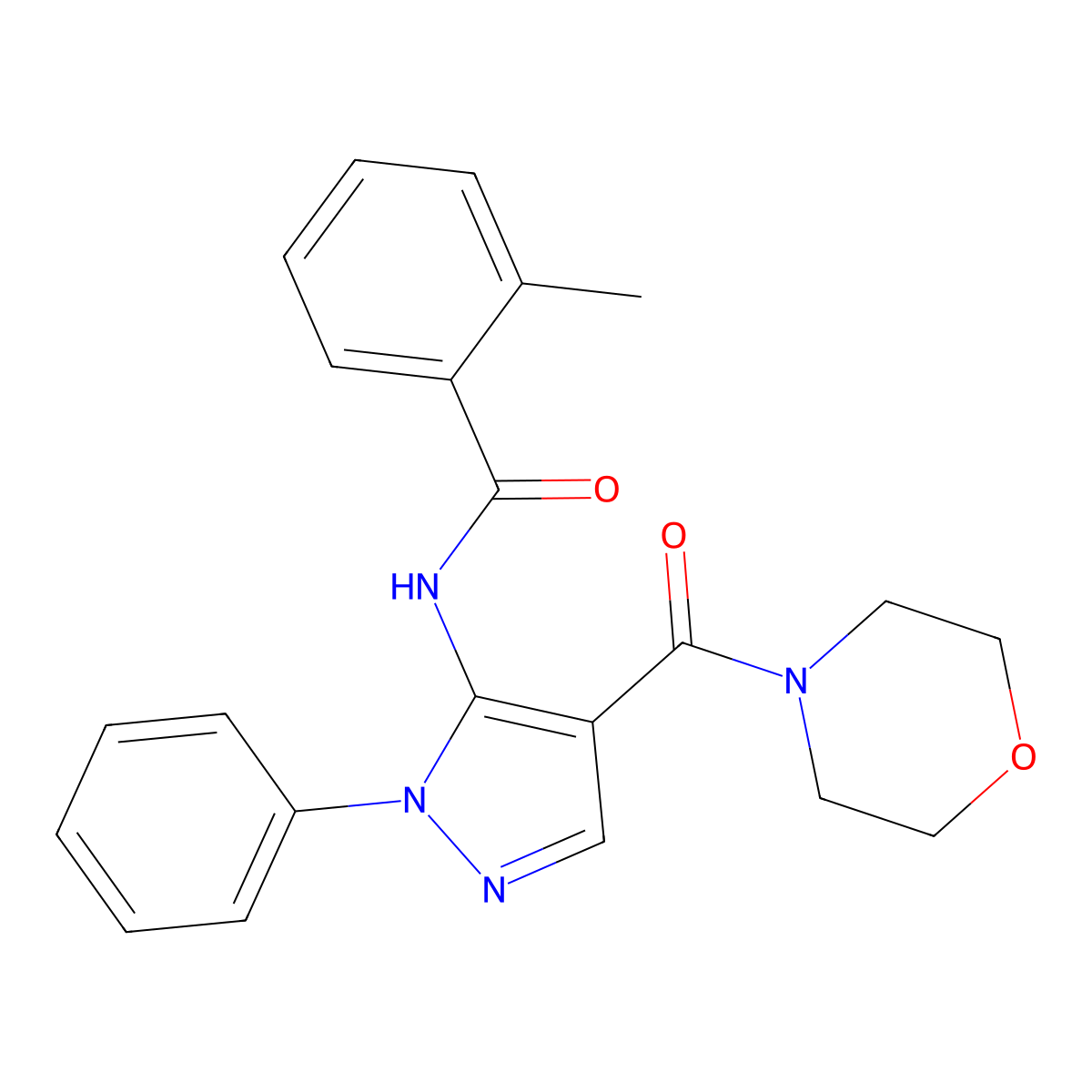2-methyl-N-[4-(morpholine-4-carbonyl)-2-phenylpyrazol-3-yl]benzamide molecular structure, CAS 355153-81-0