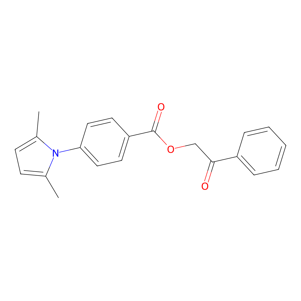 Phenacyl 4-(2,5-dimethylpyrrol-1-yl)benzoate molecular structure, CAS 355153-98-9