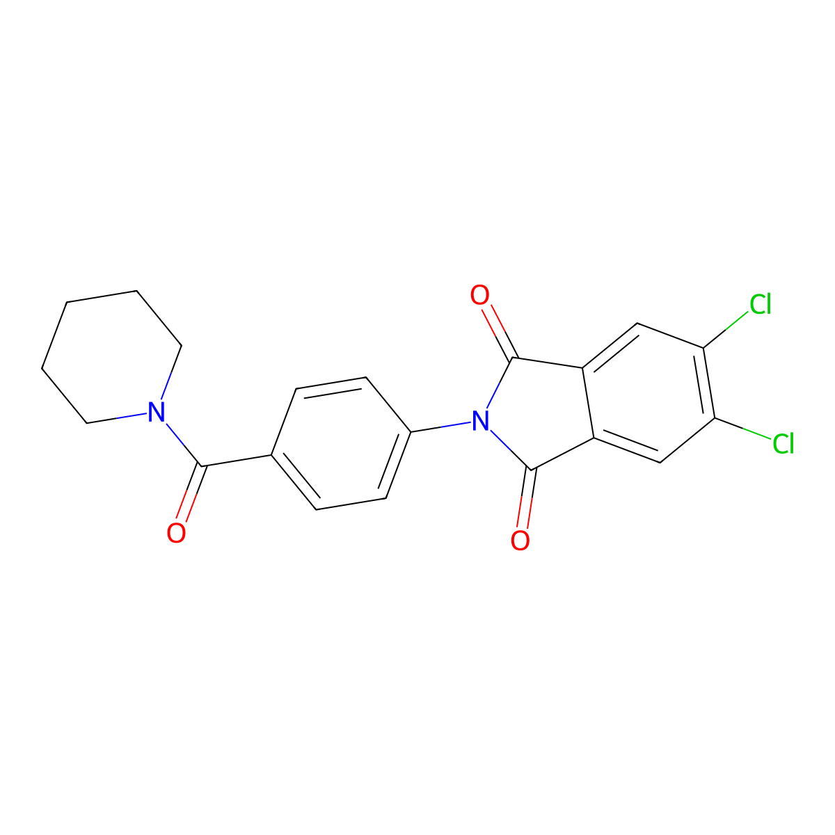 5,6-Dichloro-2-[4-(piperidine-1-carbonyl)phenyl]isoindole-1,3-dione molecular structure, CAS 355154-12-0
