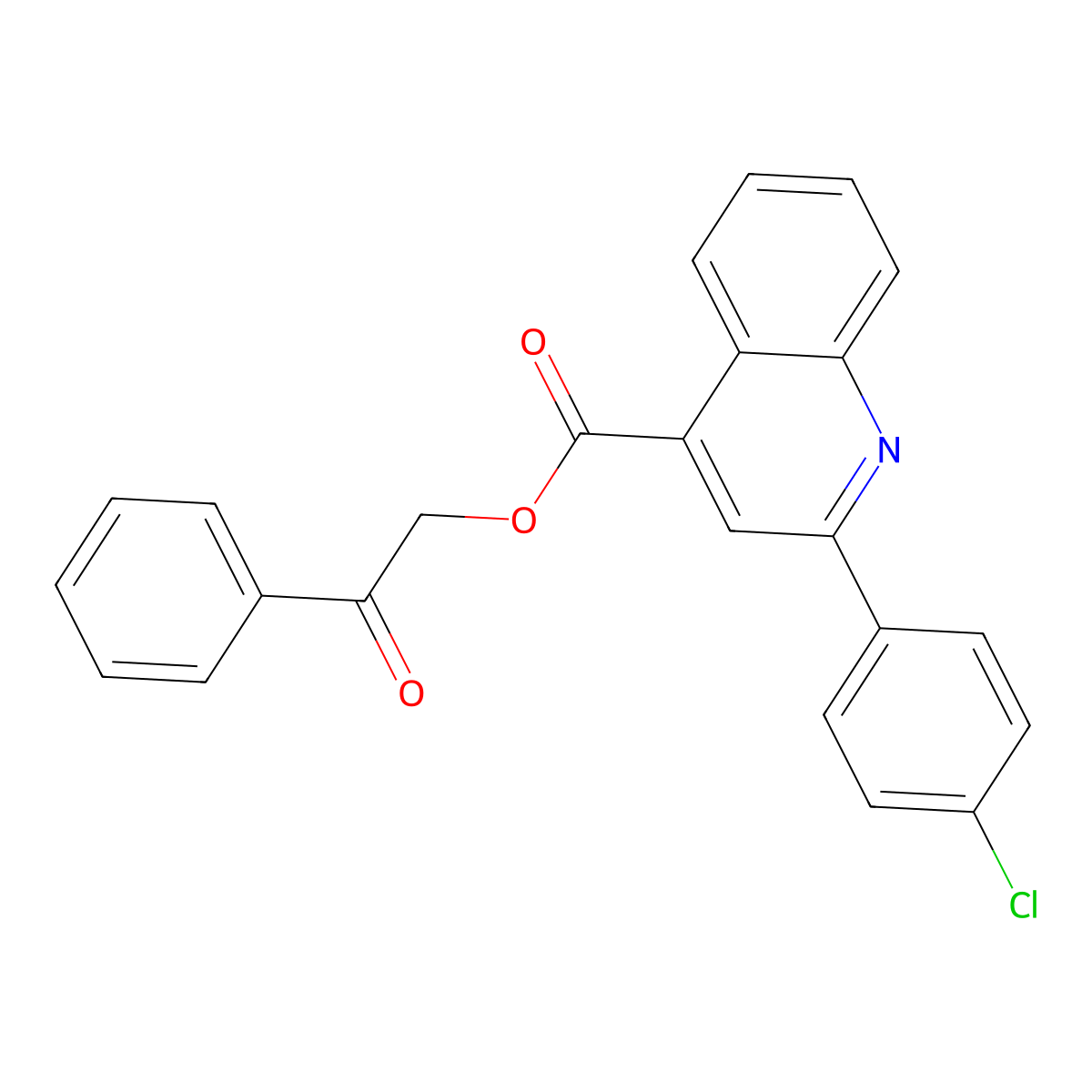 2-Oxo-2-phenylethyl 2-(4-chlorophenyl)-4-quinolinecarboxylate molecular structure, CAS 355155-57-6