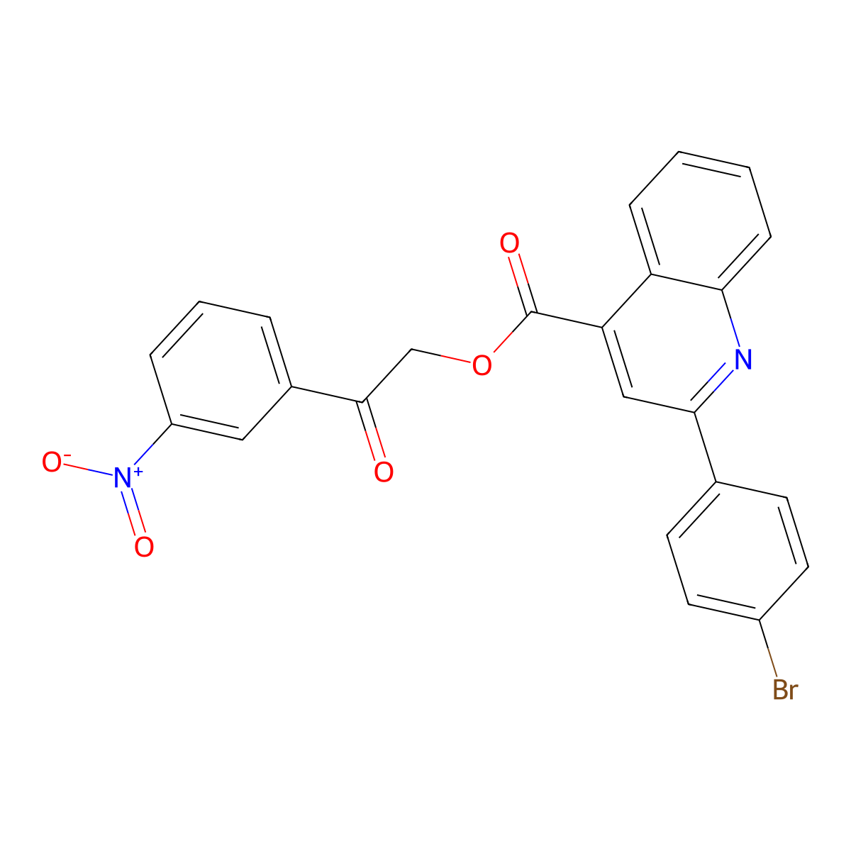 2-(3-Nitrophenyl)-2-oxoethyl 2-(4-bromophenyl)quinoline-4-carboxylate molecular structure, CAS 355155-61-2