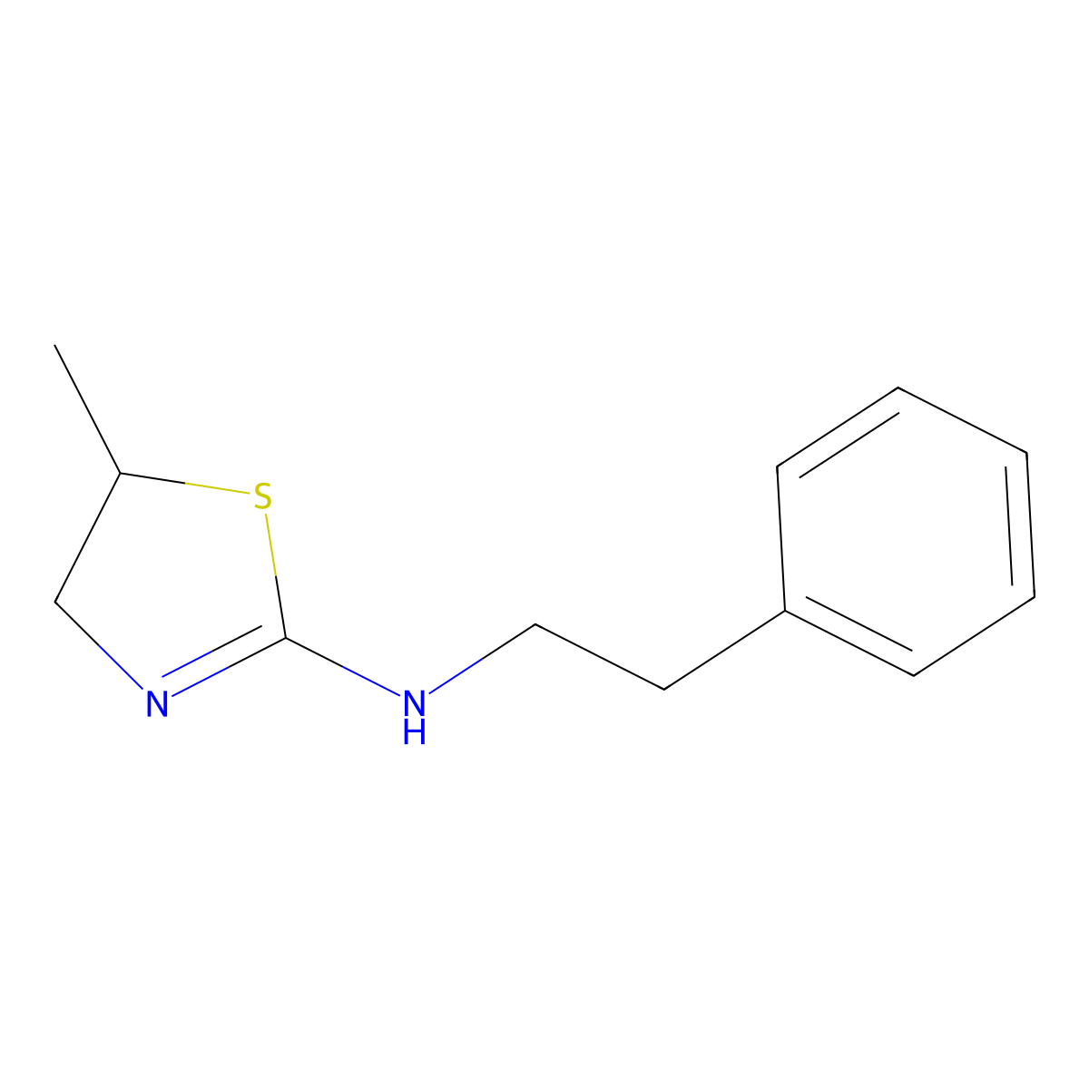 5-methyl-N-(2-phenylethyl)-4,5-dihydro-1,3-thiazol-2-amine molecular structure, CAS 355156-11-5